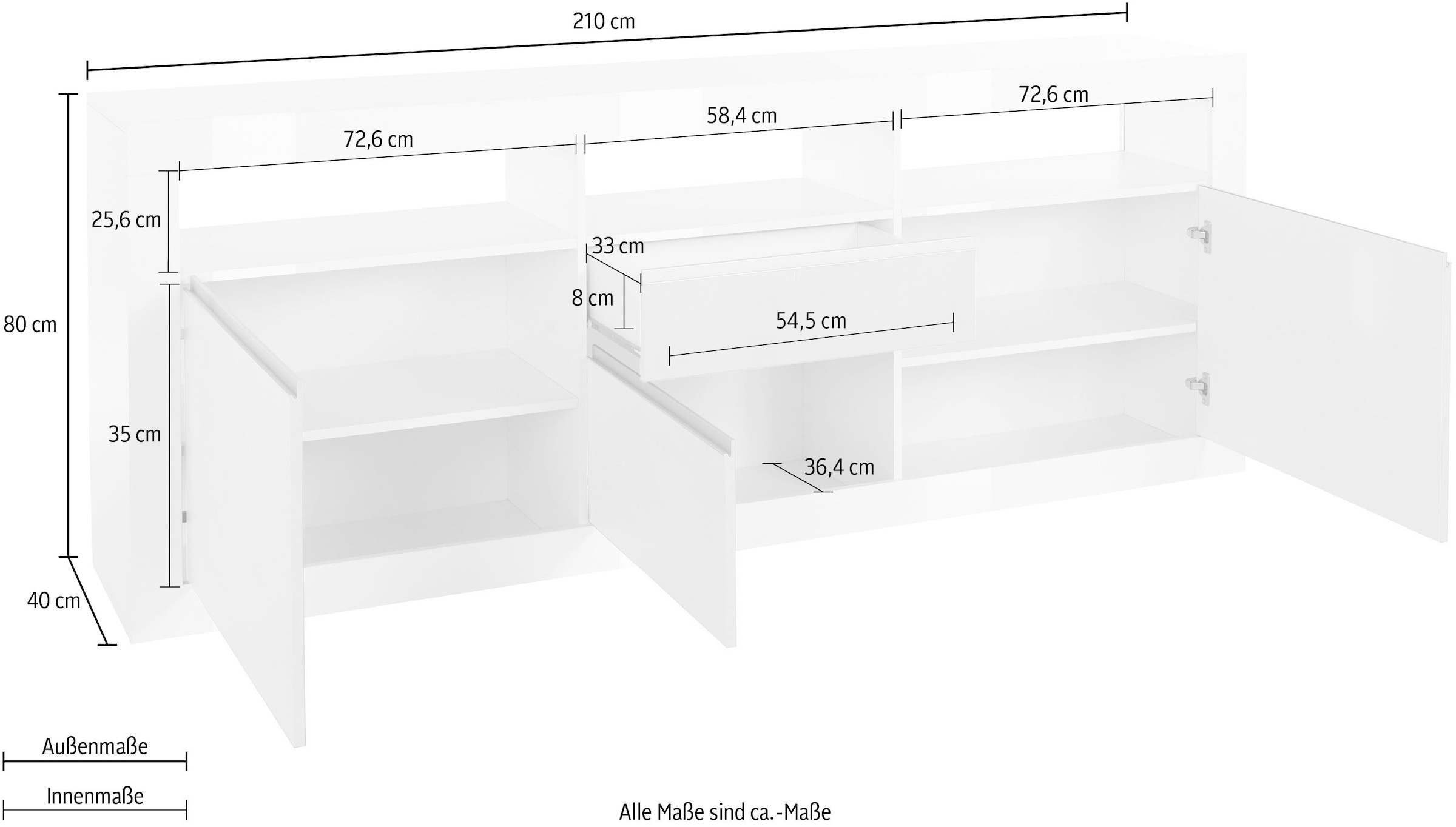 Tecnos Sideboard »Zoe«, Breite 210 cm