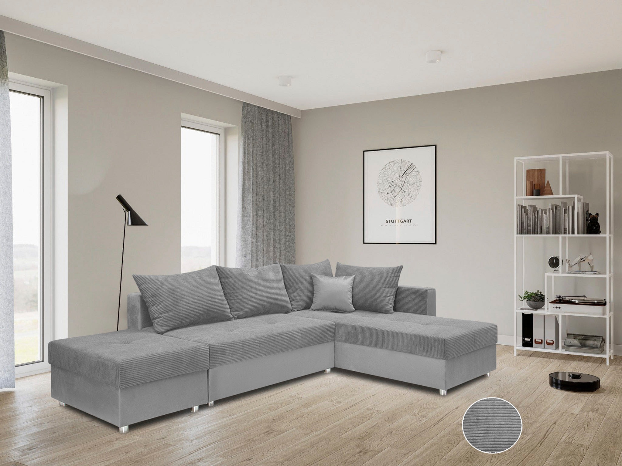 COLLECTION AB Ecksofa »Italia L-Form«, mit Bettfunktion und Bettkasten, in Cord-Samt Mix