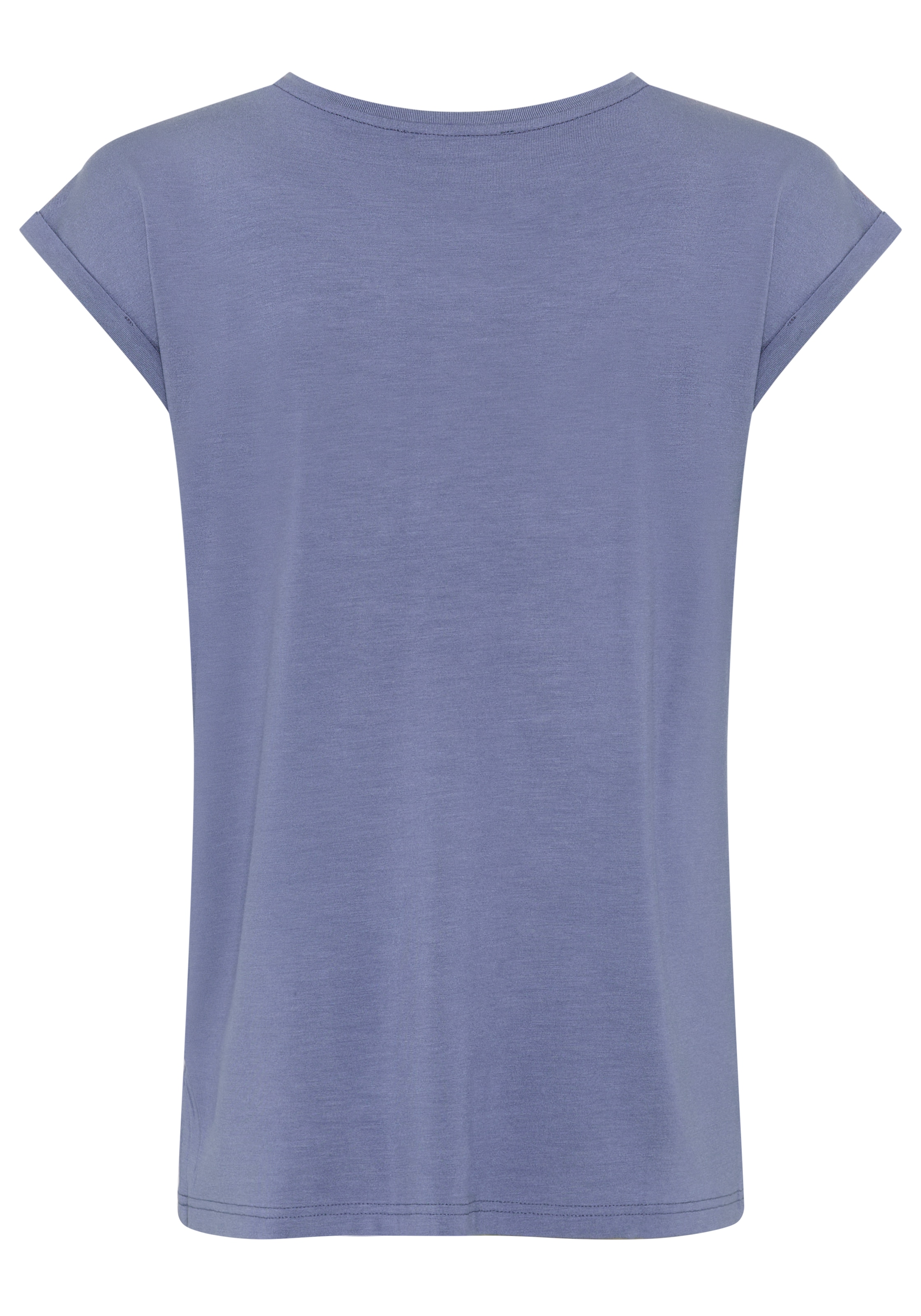 Tamaris T-Shirt Regular Fit, mit überlappenden Schultern, Kurzarm mit Aufschlag