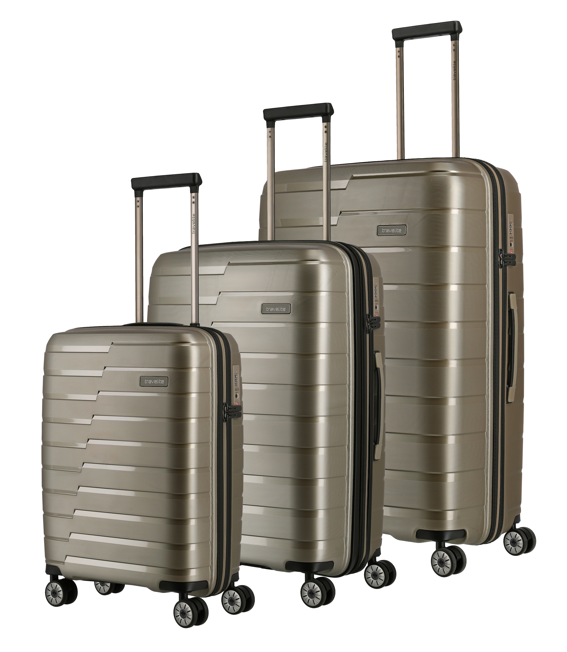 travelite Trolleyset »AIR BASE 3-teilig Reisekoffer Hartschale« mit TSA-Schloss und bruchfester Polypropylen-Schale