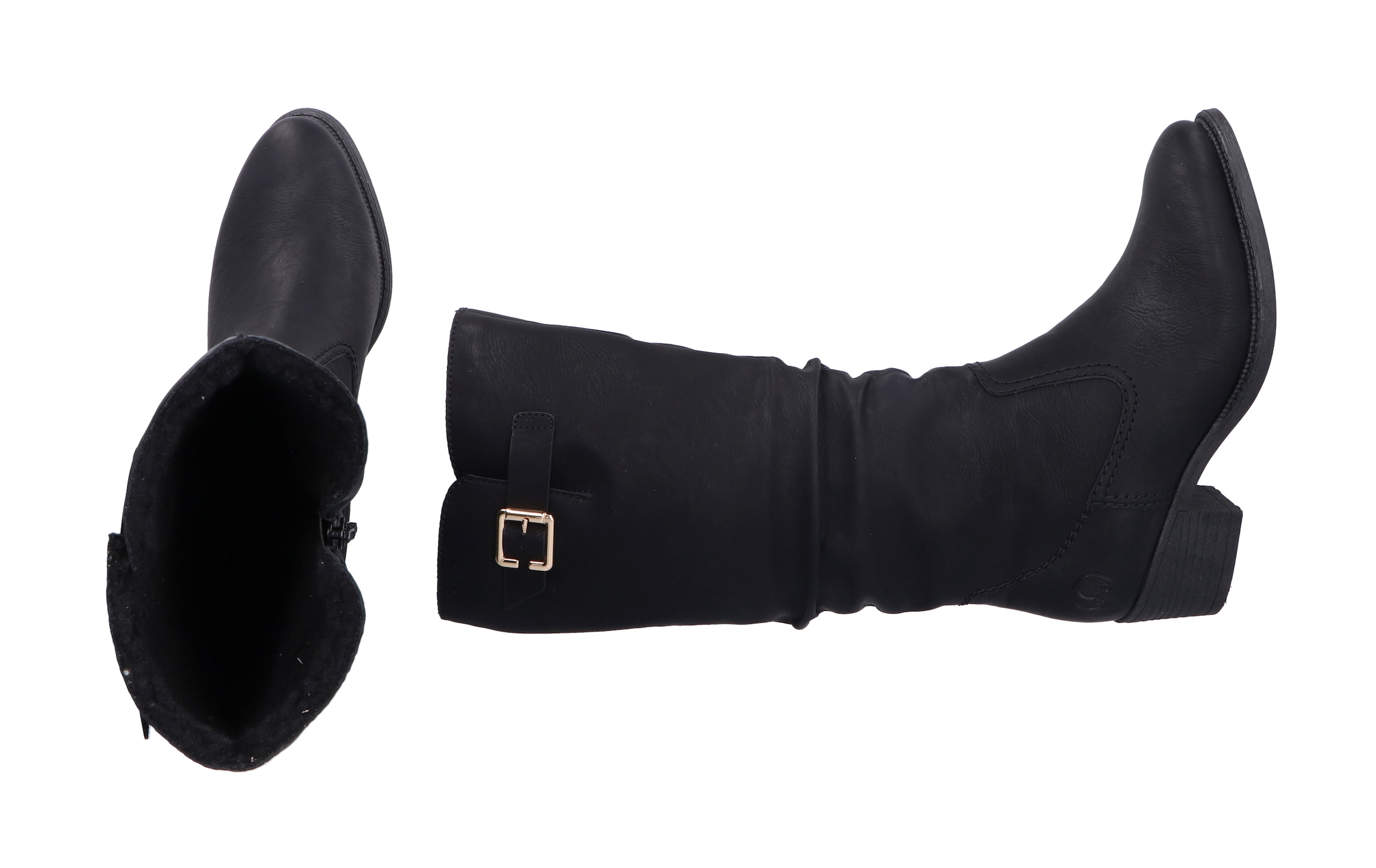 Rieker Winterstiefel, Langschaftstiefel, Blockabsatz, Innenreißverschluss, slouchy Schaft