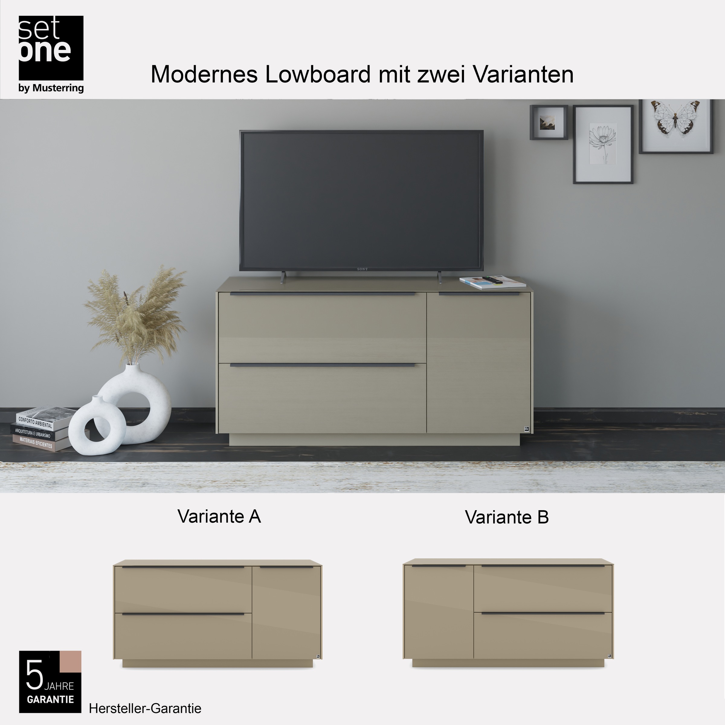 set one by Musterring Lowboard »Reno« 1 Stk. tlg. Mit Sockel in diversen Farben, 71 cm Höhe & Farbauswahl