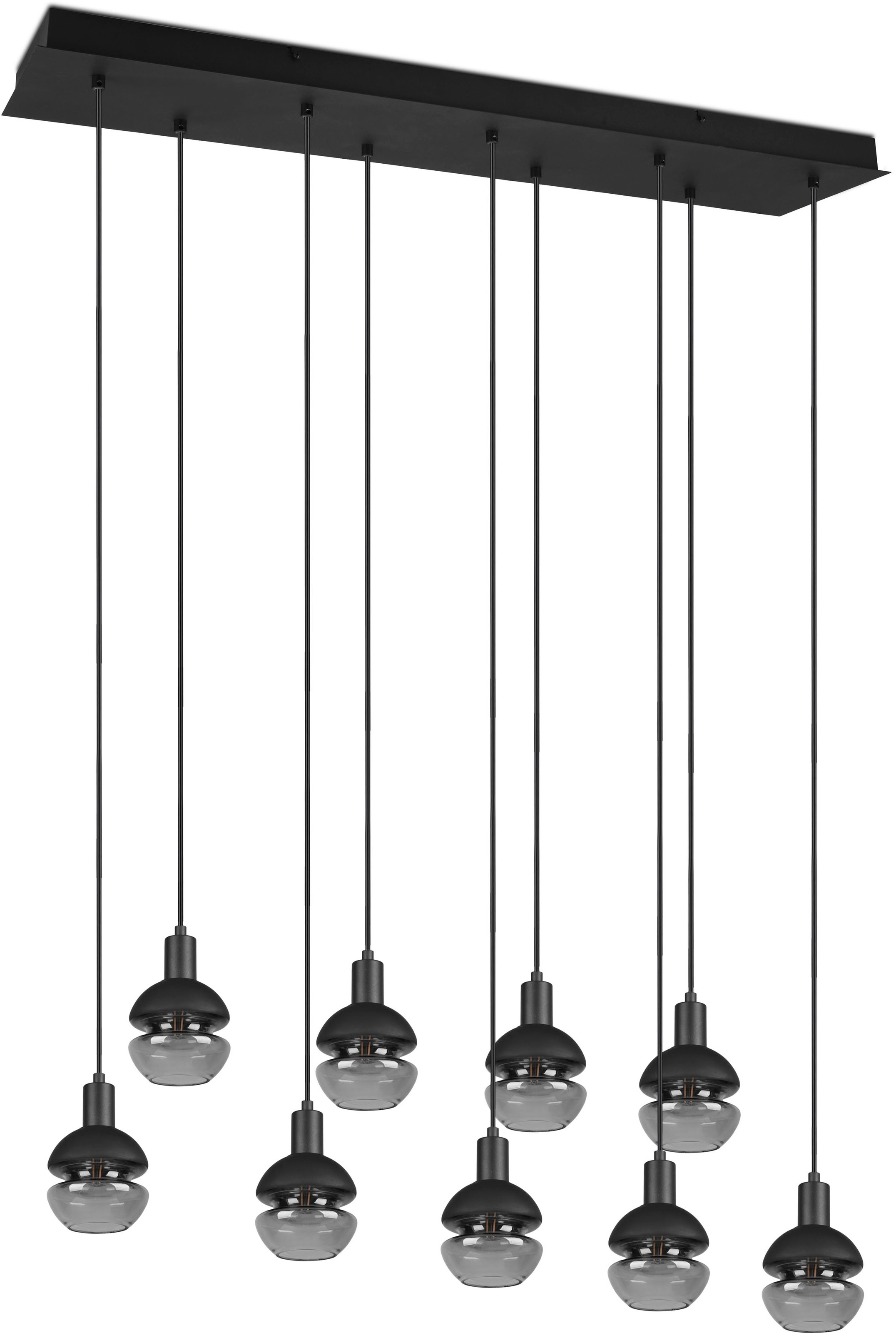 TRIO Leuchten Pendelleuchte »Mela«, 9 flammig, Leuchtmittel E14 | ohne Leuchtmittel, Hängelampe 5-flammig Glasschirm, exkl 9xE14 max 25W höhenverstellbar