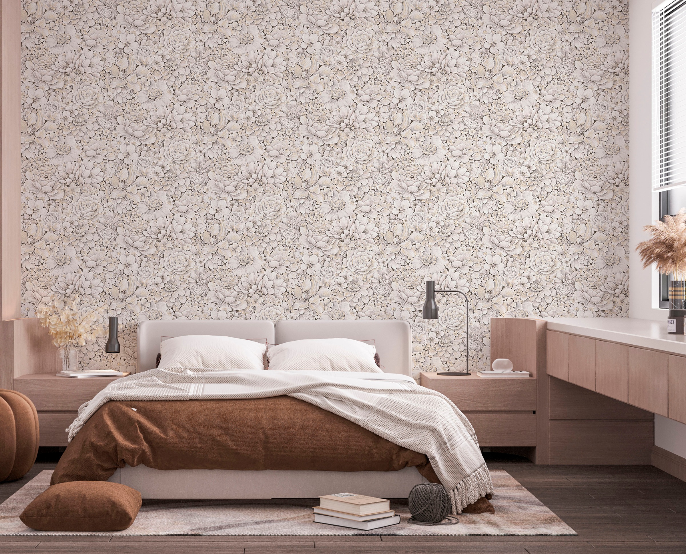 Marburg Vliestapete »Flower«, matt, Blattmotiv moderne Tapete für Wohnzimmer Schlafzimmer Küche