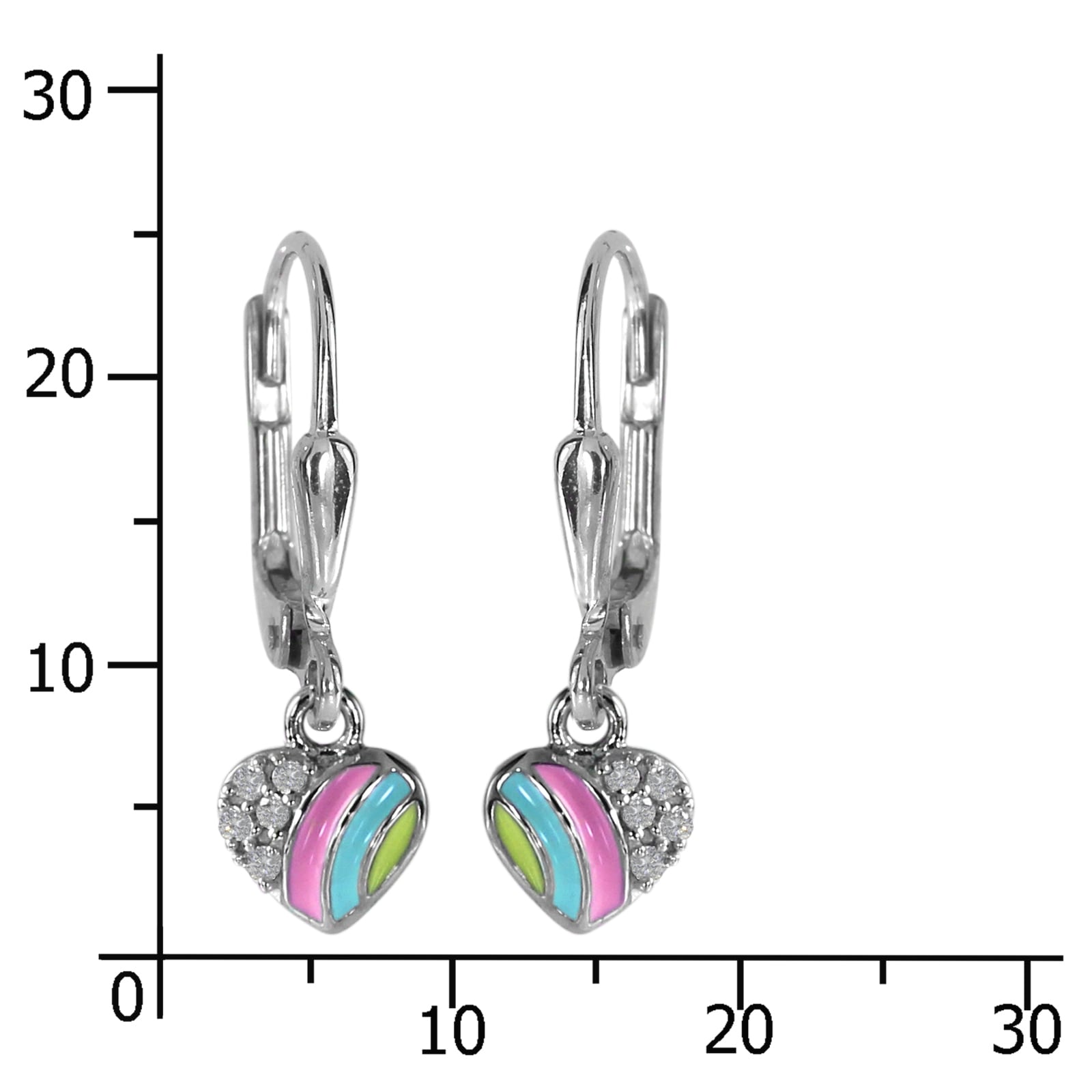 OSTSEE-SCHMUCK Paar Ohrhänger »Ostsee-Schmuck Ohrhänger buntes Herz 6 mm«, (2 tlg.)