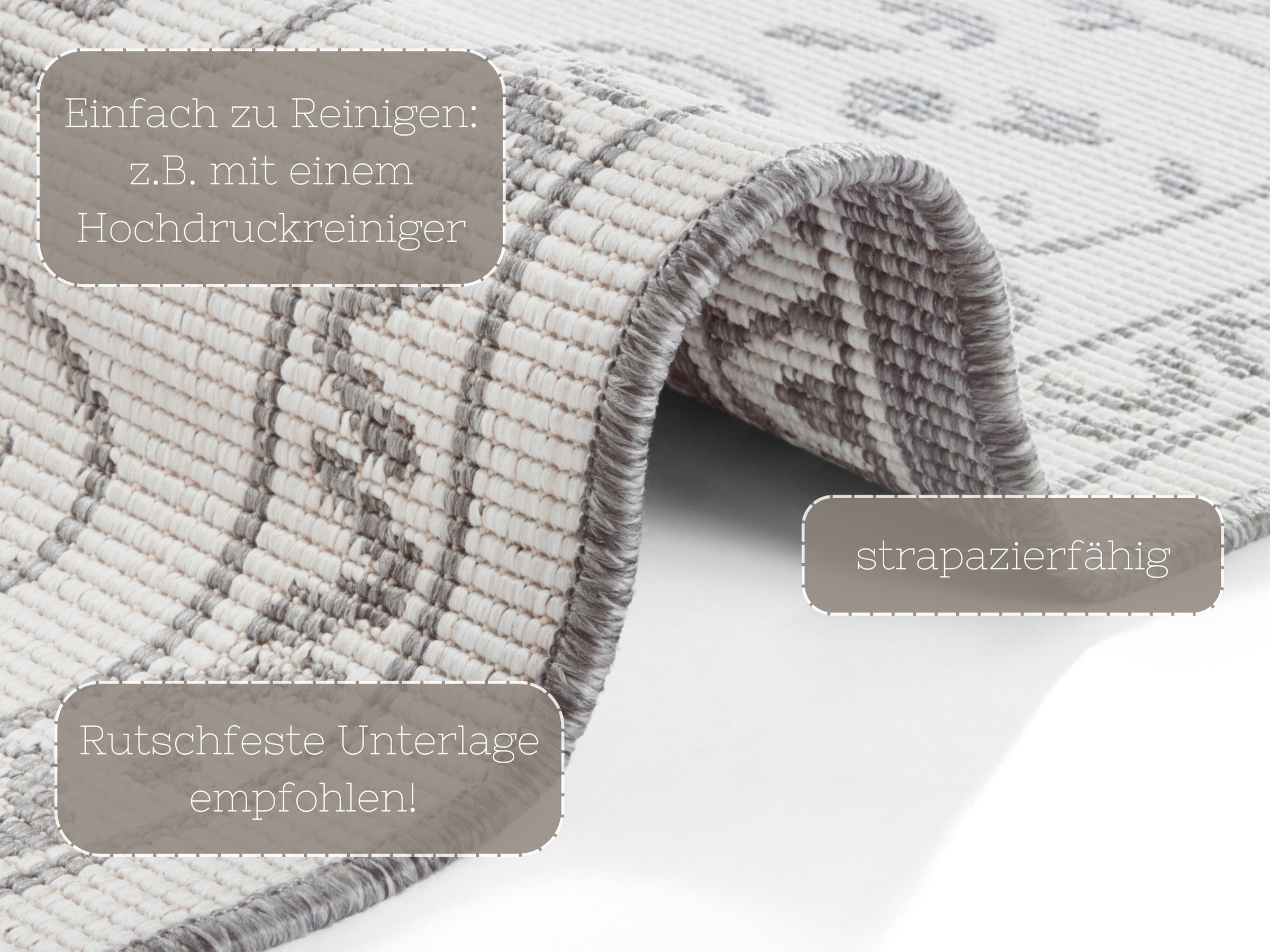 NORTHRUGS Teppich »LEYTE Wendeteppich«, rechteckig, 5 mm Höhe, In-& Outdoor, Teppich, Vintage, Wetterfest, Balkon, Garten, Wohnzimmer