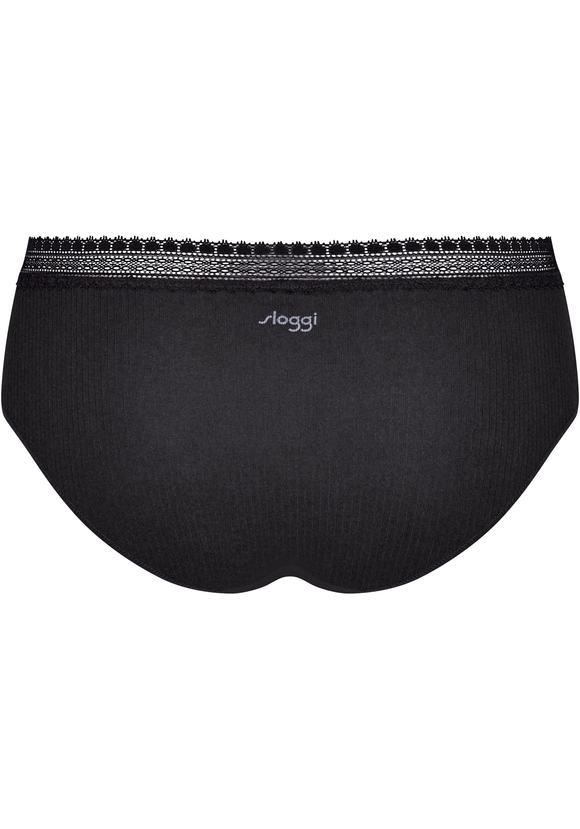 sloggi Slip »GO Ribbed R Hipster C2P«, (2er Pack), weiche Rippware mit Spitzenbesatz