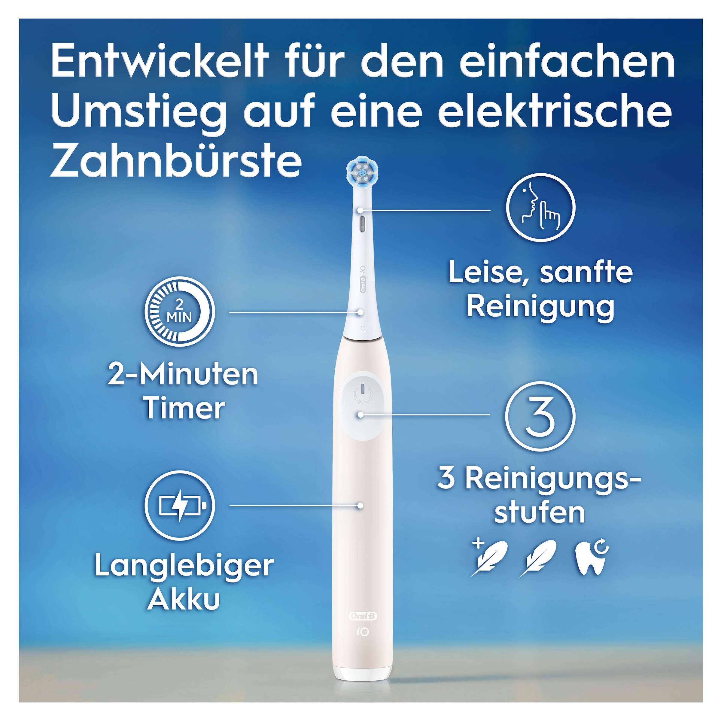 Oral-B Elektrische Zahnbürste »iO Series 2«, 1 St. Aufsteckbürsten, für die sanfte Reinigung, Reise-Etui