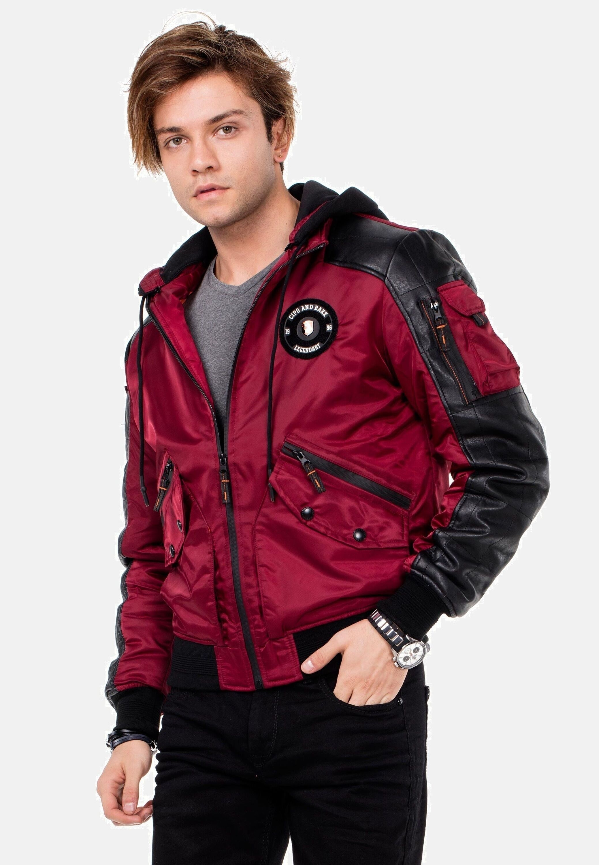 Cipo & Baxx Bomberjacke »Jacke«, mit Kapuze, mit abnehmbarer Kapuze, CM-134