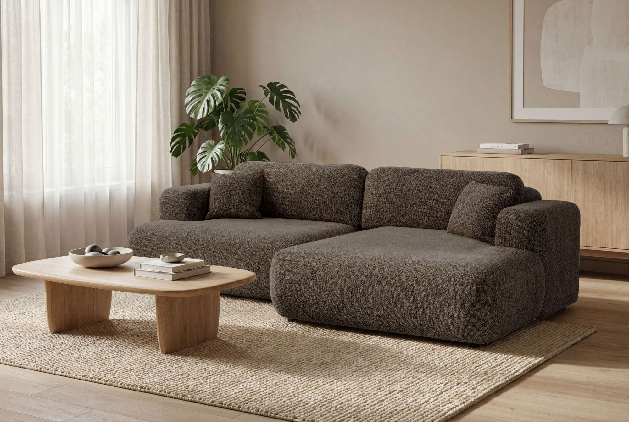 OTTO home Ecksofa "VEEVIA L-Form, Schlafsofa, Verlässliche Qualität, Breite 256cm" mit Bettkasten, belastbar bis 480kg, inklusive Rücken- und Zierkissen