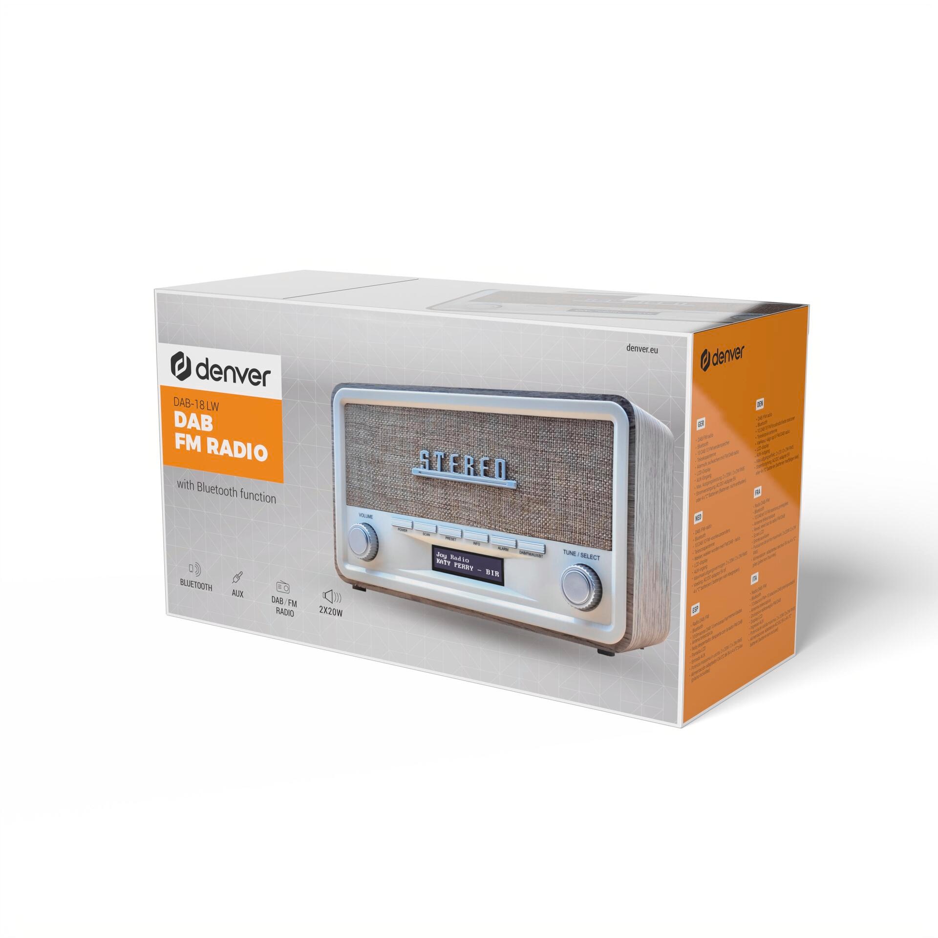 Denver Digitalradio (DAB+) »DAB-18«, (Bluetooth Digitalradio (DAB+) 2 W), integrierter DAB+ und FM-Tuner, Bluetooth