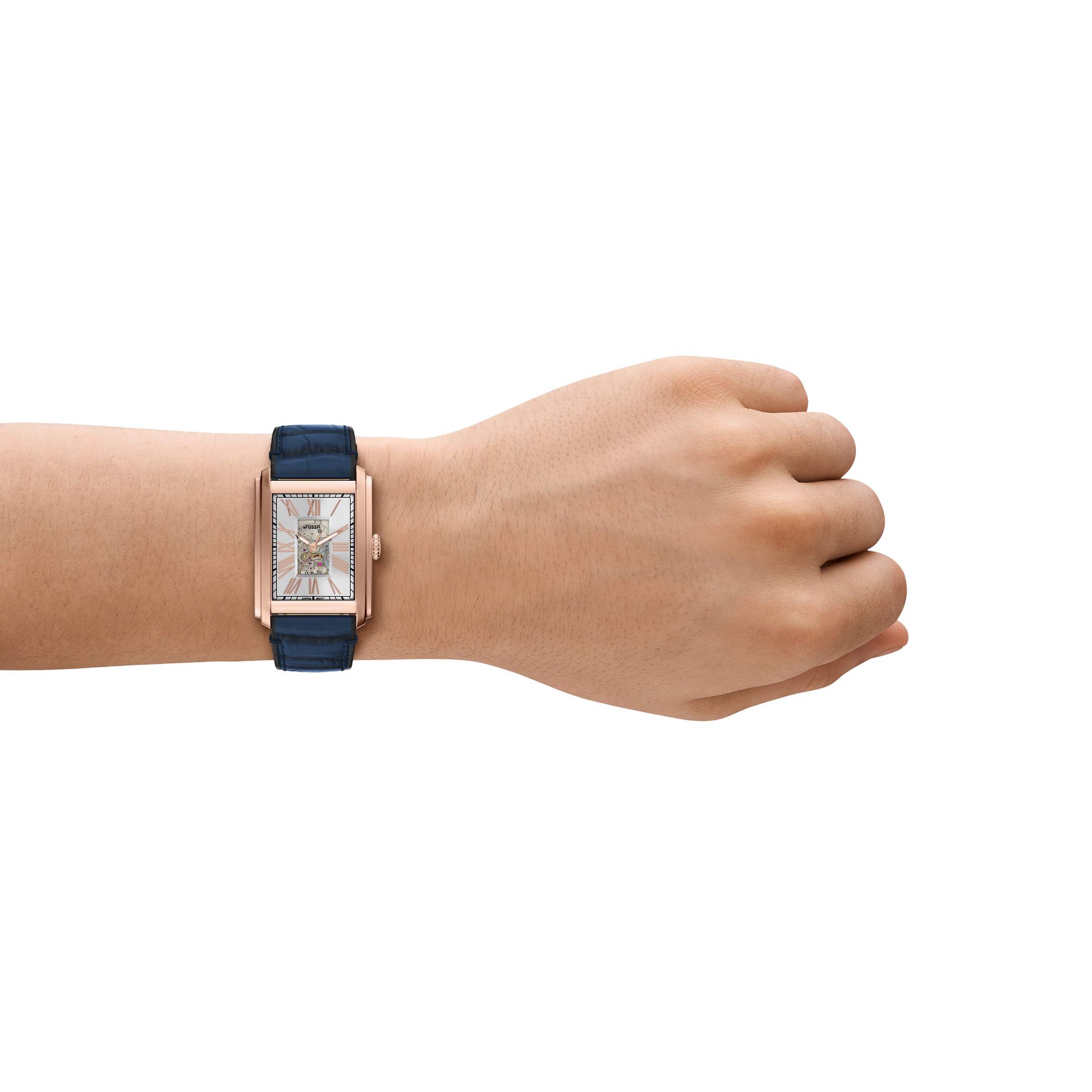 Fossil Automatikuhr »CARRAWAY« Armbanduhr, Herrenuhr, Mechanische Uhr, Lederarmband, analog