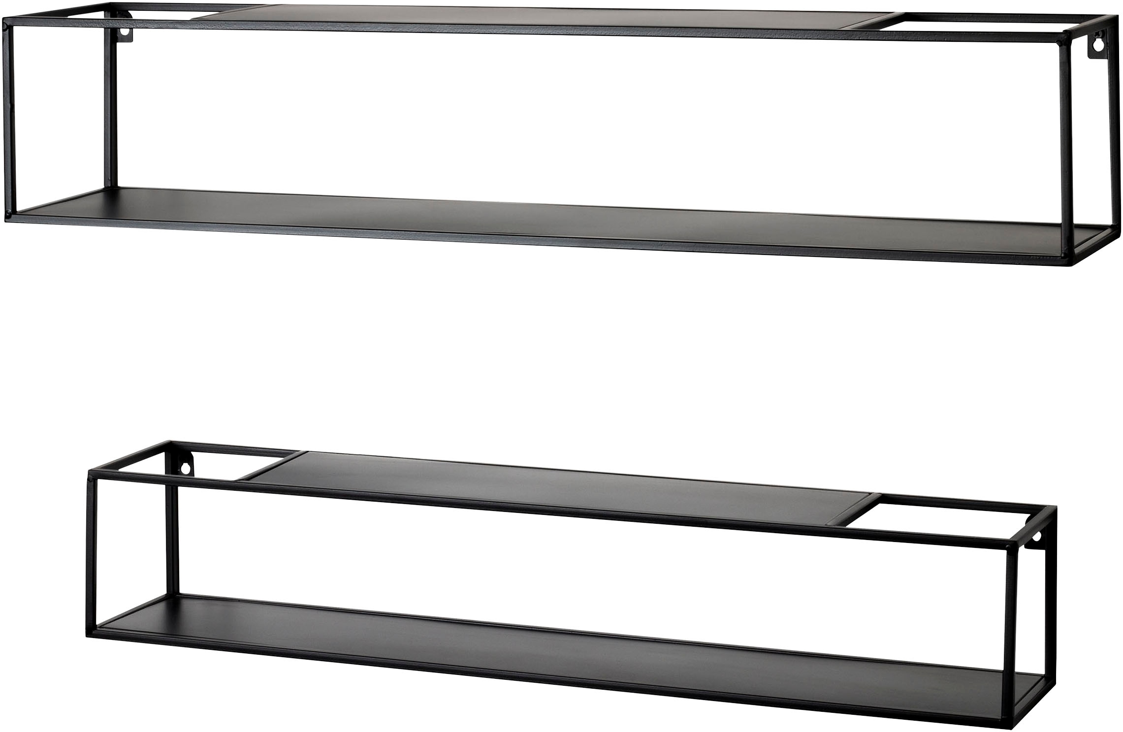 HAKU Wandregal »Hängeregal, Wandboard« Set,  rechteckig - aus Metall Schwarz - B/T/H 75/14/14 und 85/17/17 cm