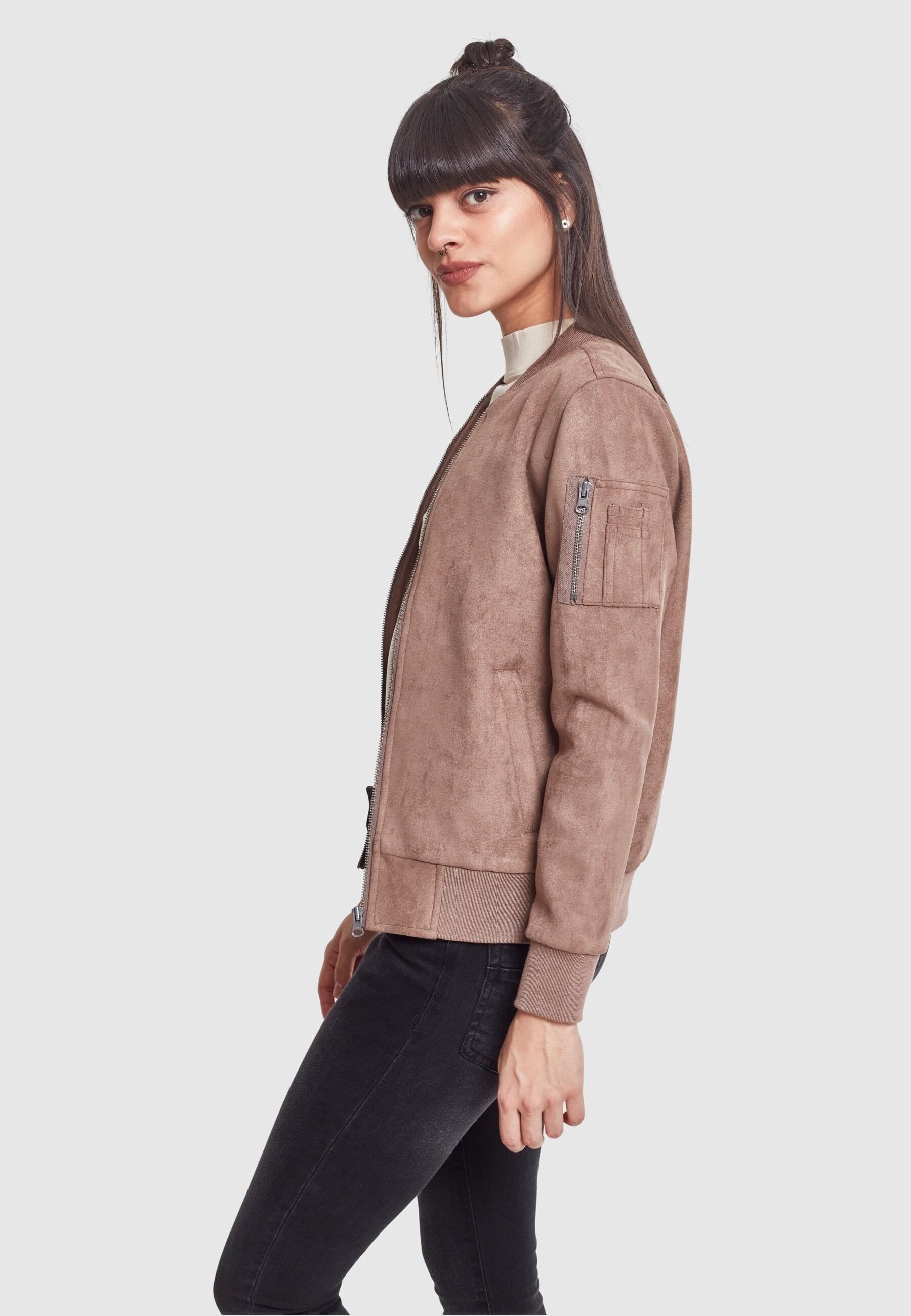 URBAN CLASSICS Bomberjacke »Urban Classics Damen Ladies Imitation Suede Bomber Jacket«, (1 St.), ohne Kapuze