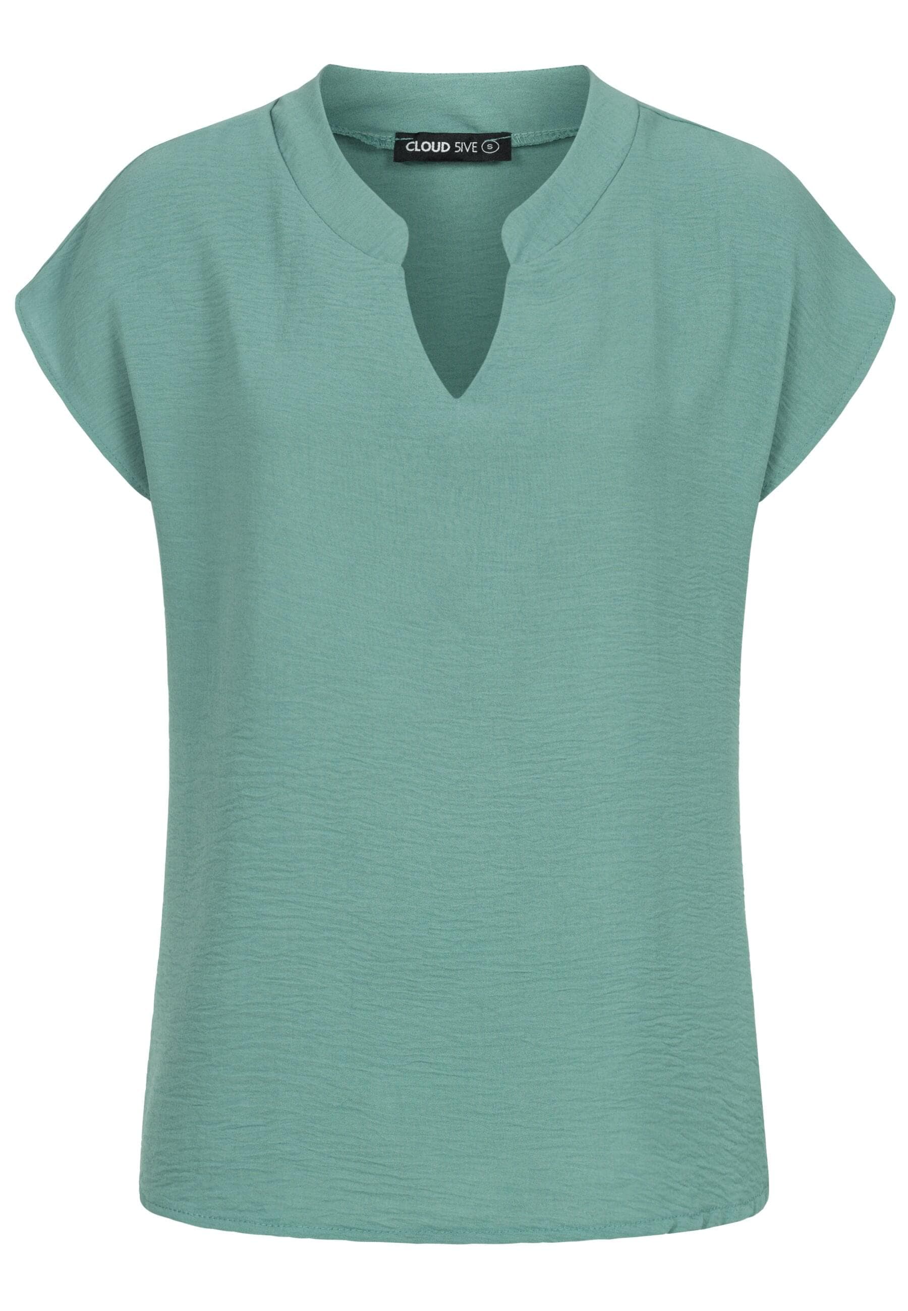 CLOUD 5IVE Klassische Bluse "CLOUD 5IVE Musselin Bluse mit V-Ausschnitt" günstig online kaufen