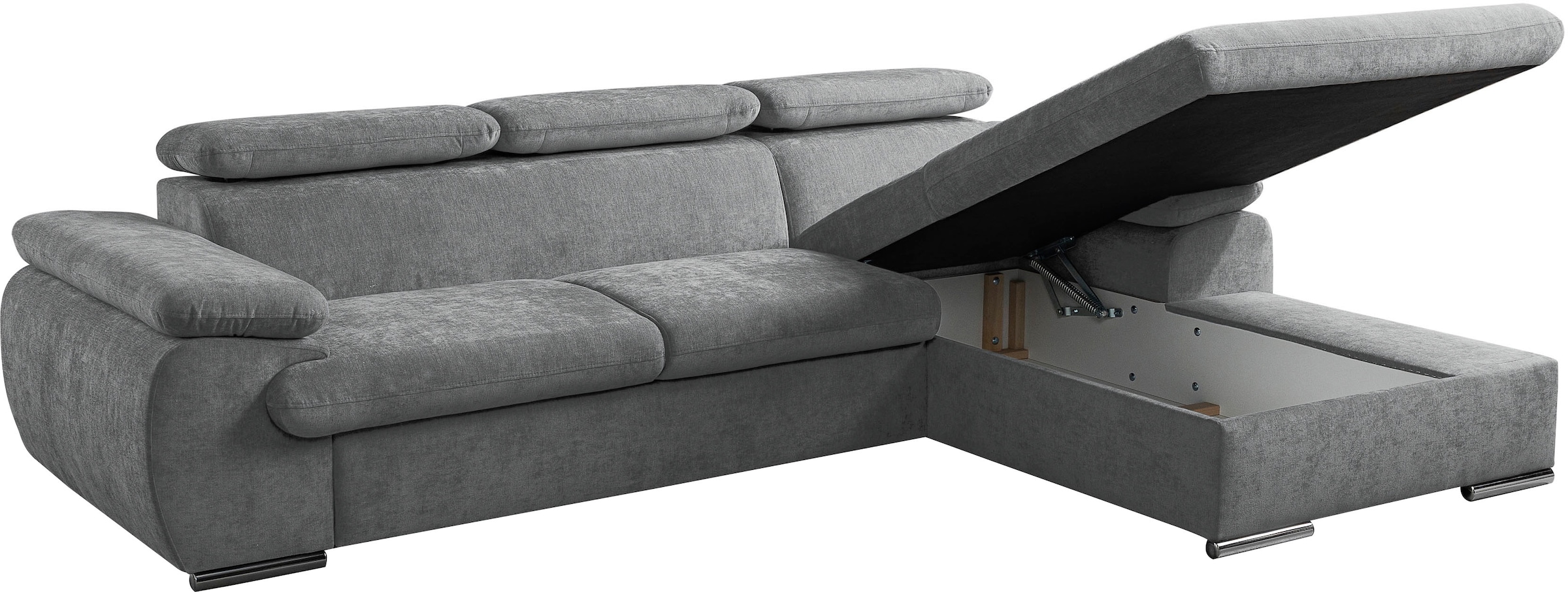 WERK2 Ecksofa »Cosmo modern und bequem, Breite 282cm, L-Form« Eckcouch mit Schlaffunktion, Bettkasten & verstellbaren Kopfteilen
