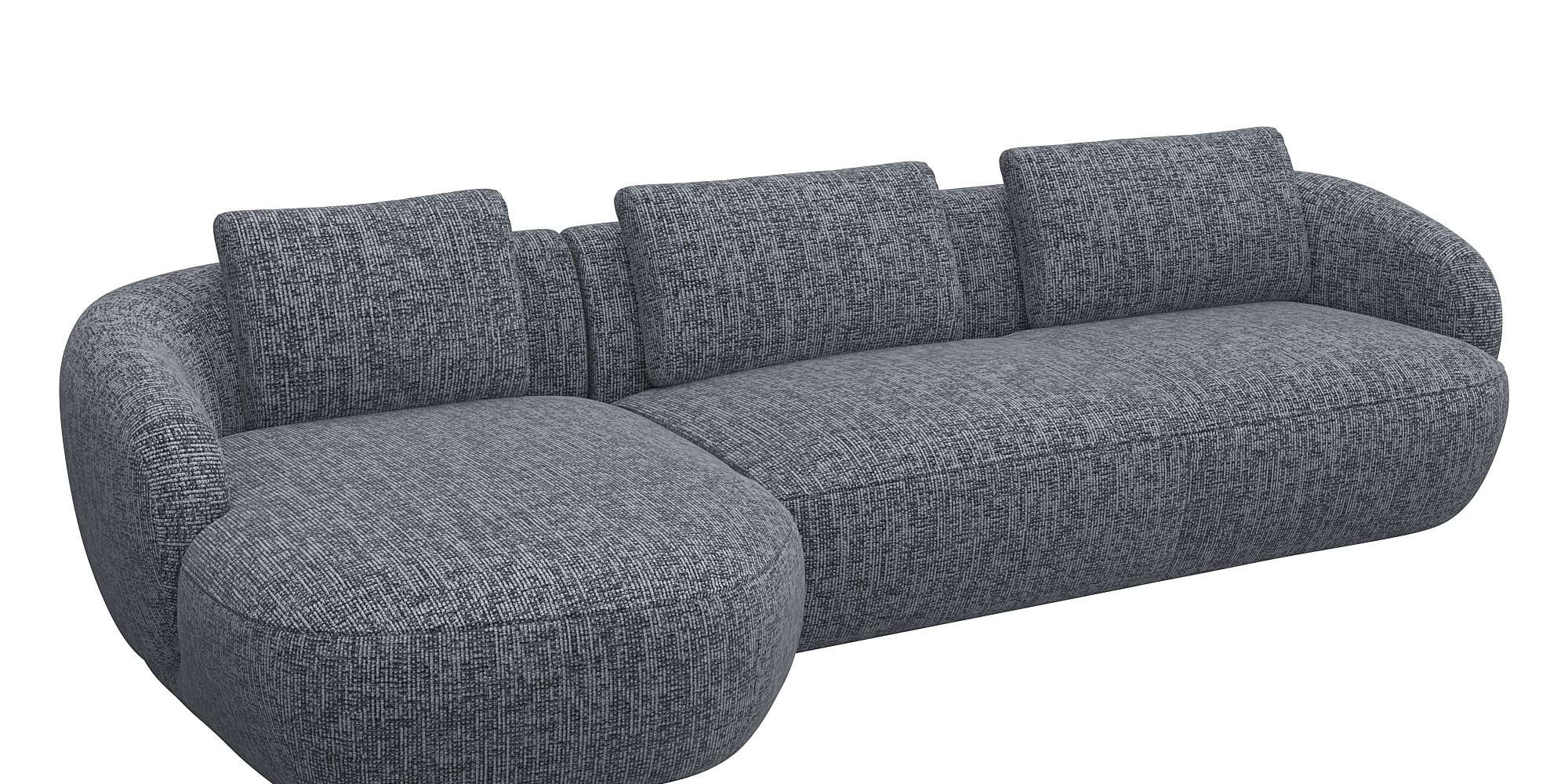 FLEXLUX Wohnlandschaft »Torino, rund, L-Form, Sofa-Ecke mit Recamiere, Longchair-Sofa«, Modernes, organisches Sofa-Design, Kaltschaum, Wellenunterfederung