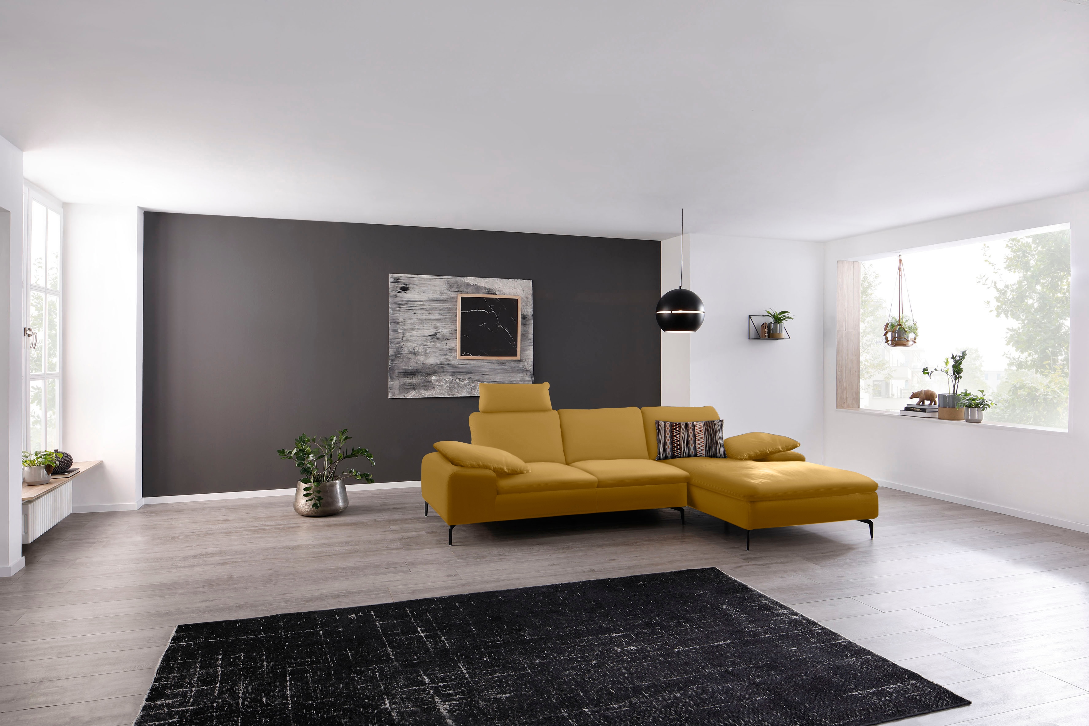 W.SCHILLIG Ecksofa "valentinoo, Designsofa, bequem, elegant und zeitlos, L-Form" inklusive Hocker, mit Sitztiefenverstellung, Breite 299 cm
