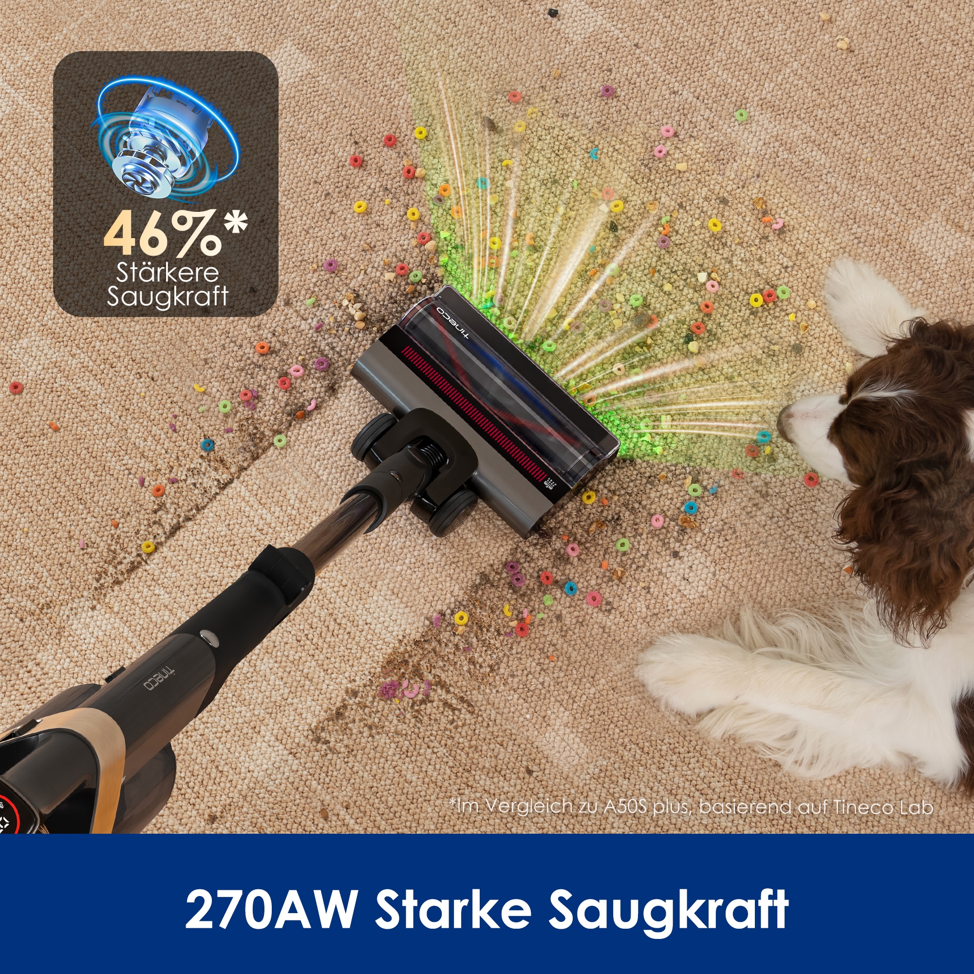 Tineco Akku-Stielstaubsauger »Tineco PURE ONE A90S, Anti-Allergiker Filtersystem, Saugrohr knickbar« ZeroTangle Anti-Haar-Verwicklungsbürste, 3DSense Master-Bürste