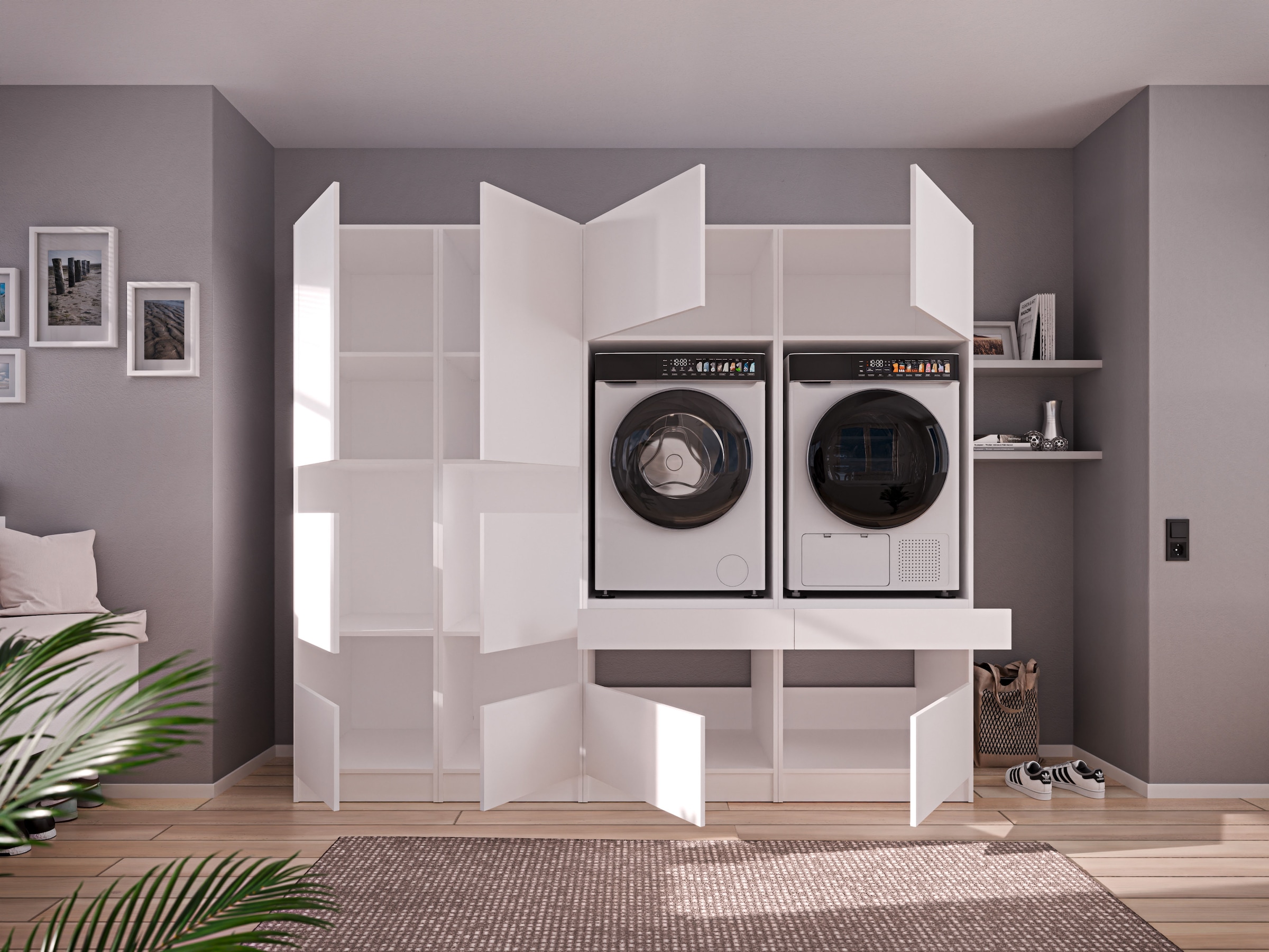 BASIC by Balculina Mehrzweckschrank-Set »Washhome B/T/H 236x68x200 cm« 4 Stk. tlg.