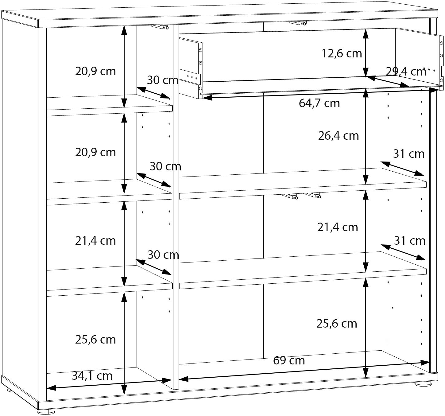 FORTE Schuhschrank B/H/T 109,2/99,1/34,9 cm Push to open, 20 Paar Schuhe