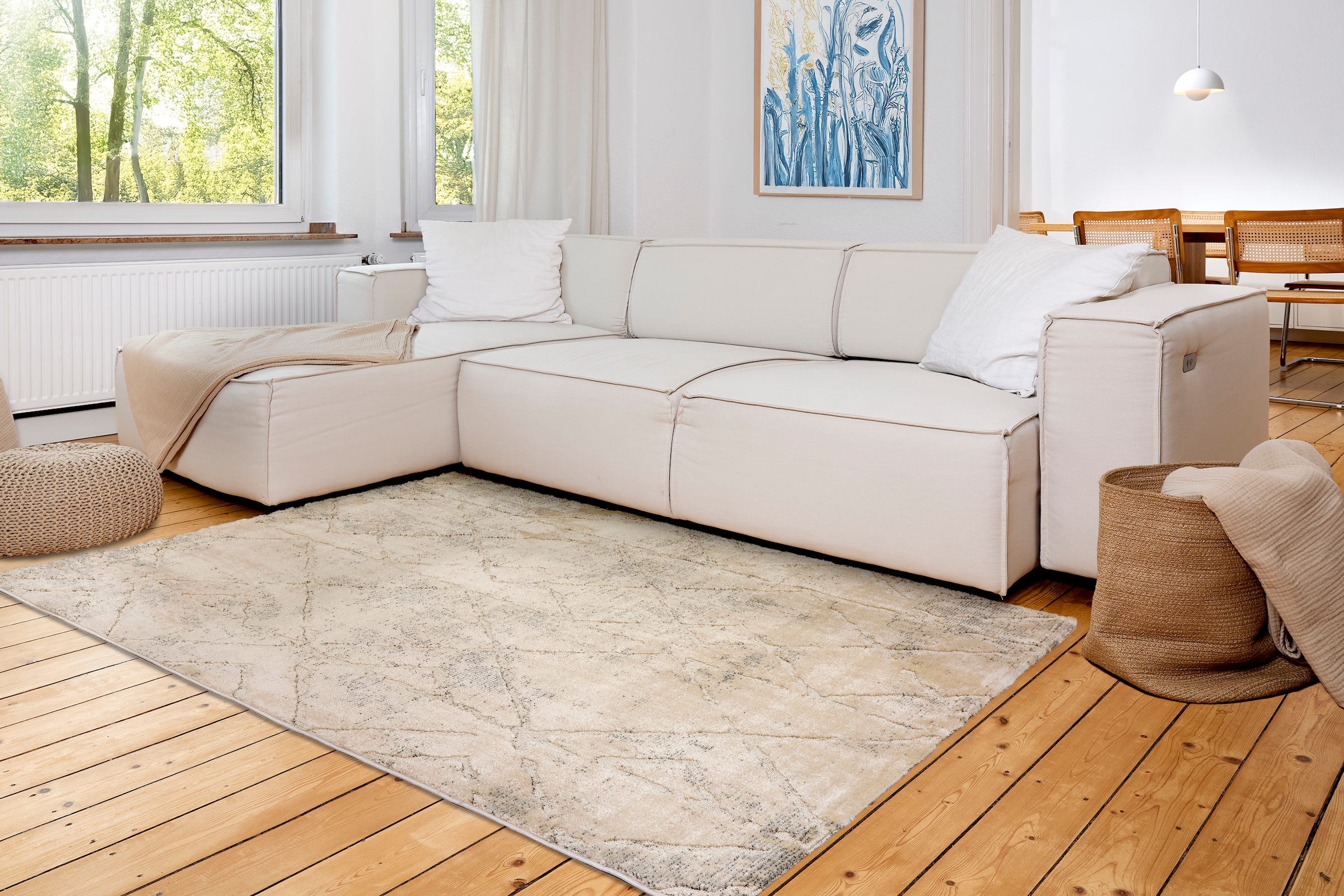 ASTRA Teppich »Lou 254«, rechteckig, 10 mm Höhe, Hoch Tief Struktur, Kurzflor, Wohnzimmer, Schlafzimmer