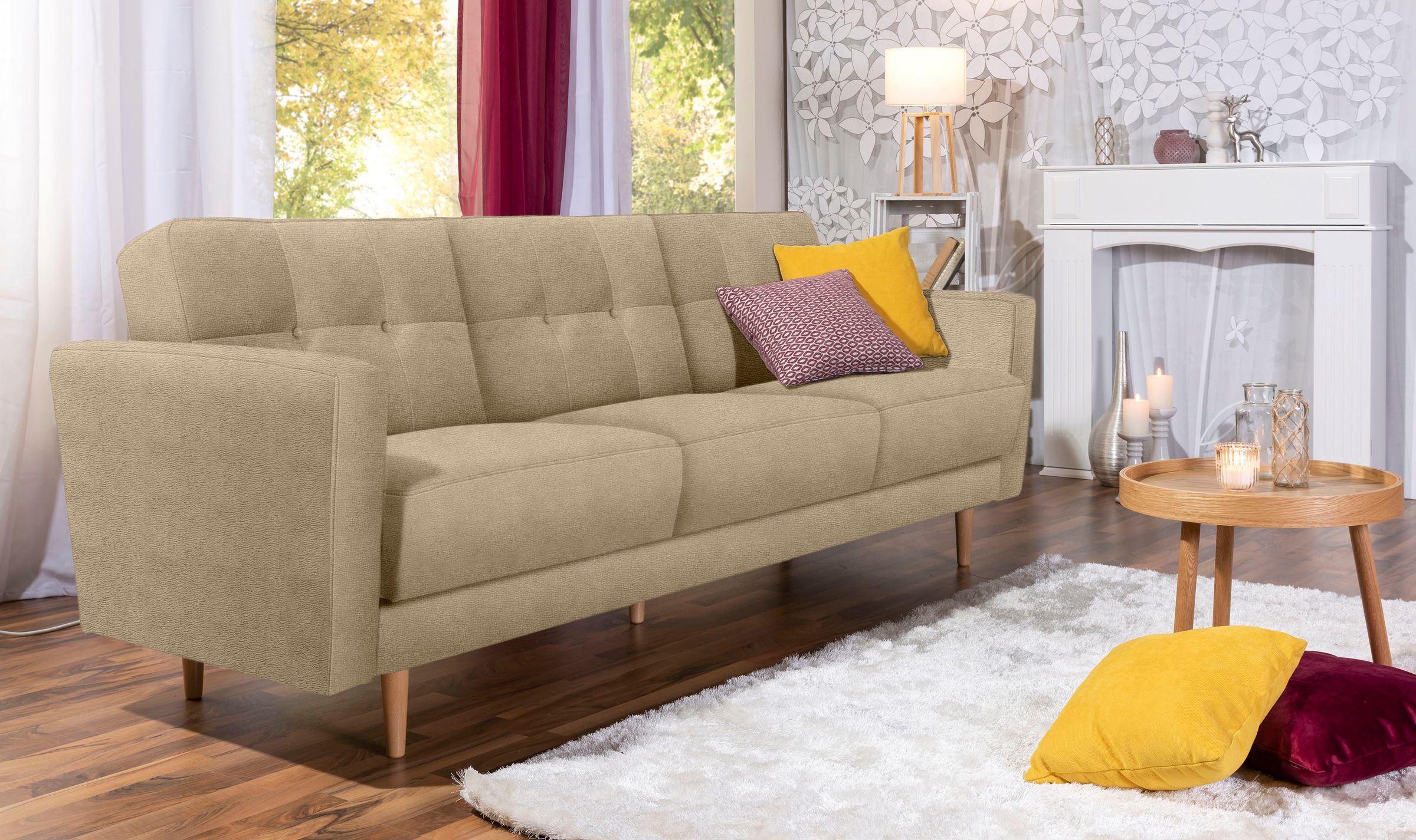 Max Winzer® 3-Sitzer »Jesper Kippcouch mit komfortablem Federkern, klassisch und modern«, Schlafsofa mit Knopfheftung im Rücken, inklusive Bettkasten