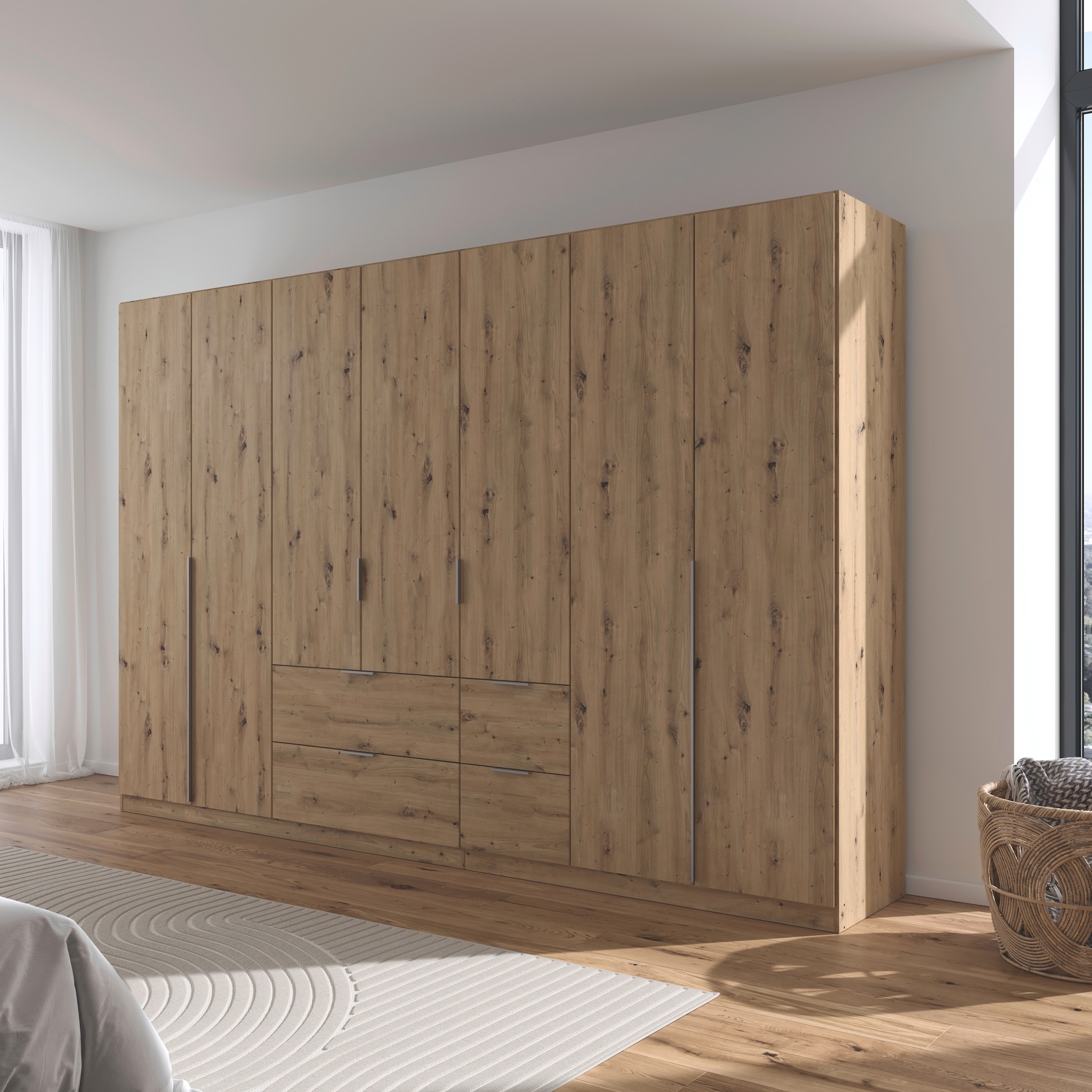 rauch Drehtürenschrank »Kleiderschrank Schrank Garderobe AGORDO mit Dekor- oder Hochglanzfront«, mit Außenschubkästen, in 6 Breiten und 2 Höhen MADE IN GERMANY