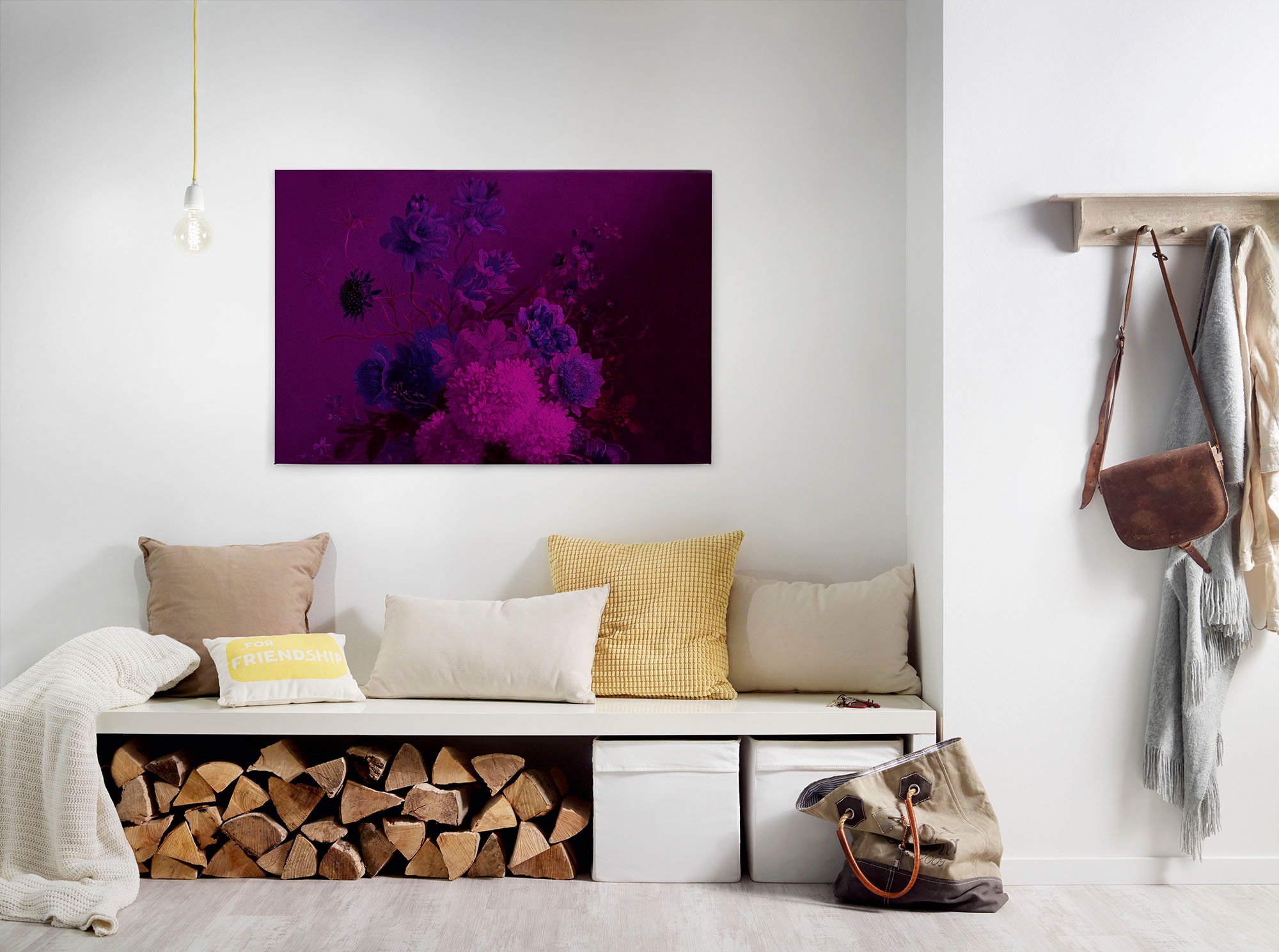 A.S. Création Leinwandbild "bouquet vibrant 3" Blumen Kunst 1 Stk. tlg. Keilrahmen Blumen-Strauß Floral Lila Leinwand-Bild Wohnzimmer modern