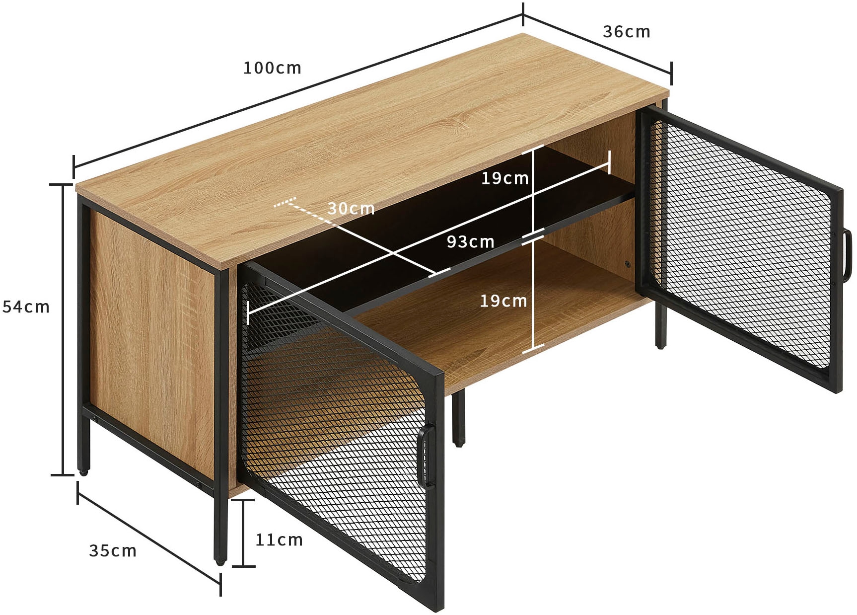 OTTO home TV-Board »Amance«, mit natürlichen ABS-Kanten und langlebigem Metallgestell