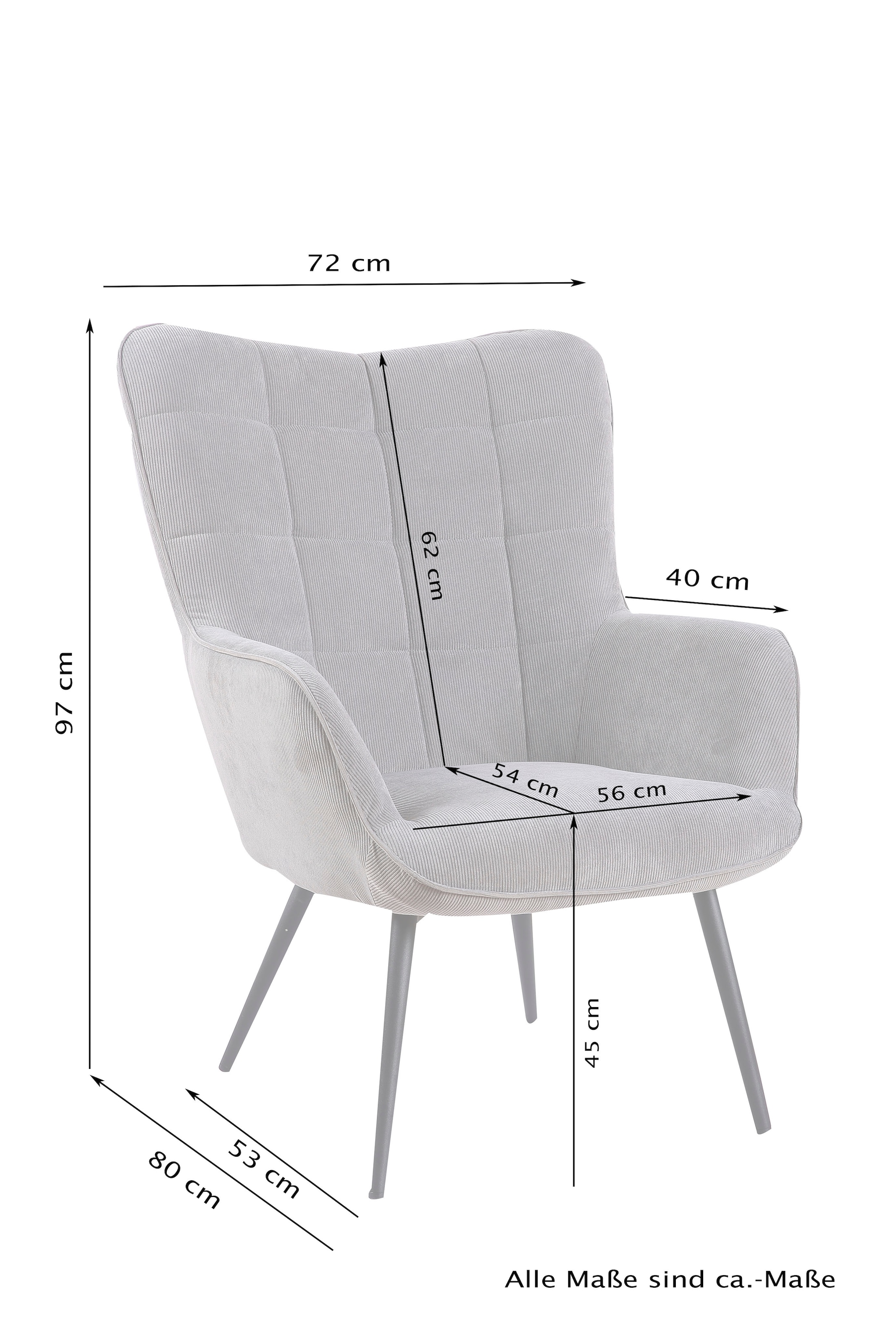 byLIVING Sessel »Uta«, (1 St.), in | Samt Webstoff Cord, BAUR oder