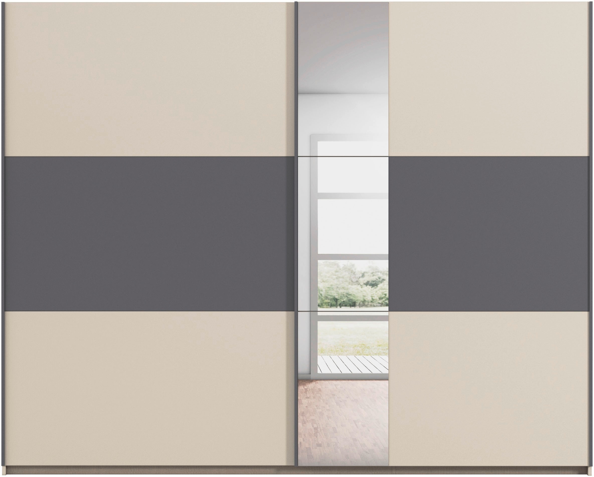 rauch Schwebetürenschrank »Kleiderschrank Schrank Garderobe Schlafzimmerschrank SAJO«, in 2 Breiten (218, 261 cm) optional mit Spiegel MADE IN GERMANY