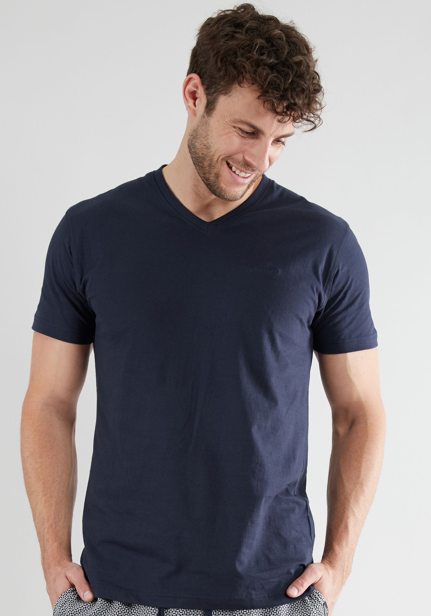 GÖTZBURG Pyjamaoberteil "New York", V-Ausschnitt, Kurzarm, hautfreundlich, günstig online kaufen