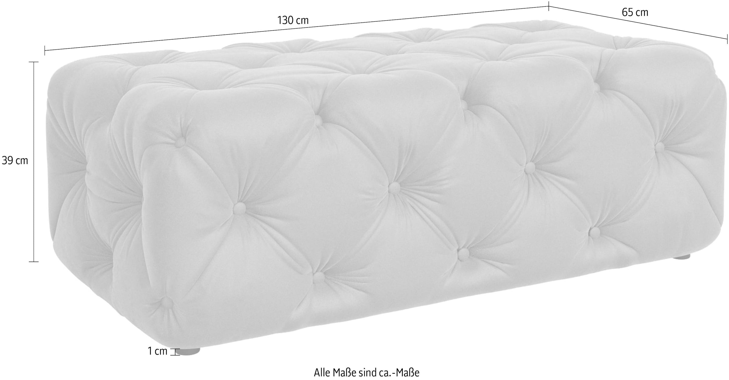 Places of Style Polsterhocker »FOLLINA«, Polsterhocker mit klassischer Chesterfield-Knopfheftung