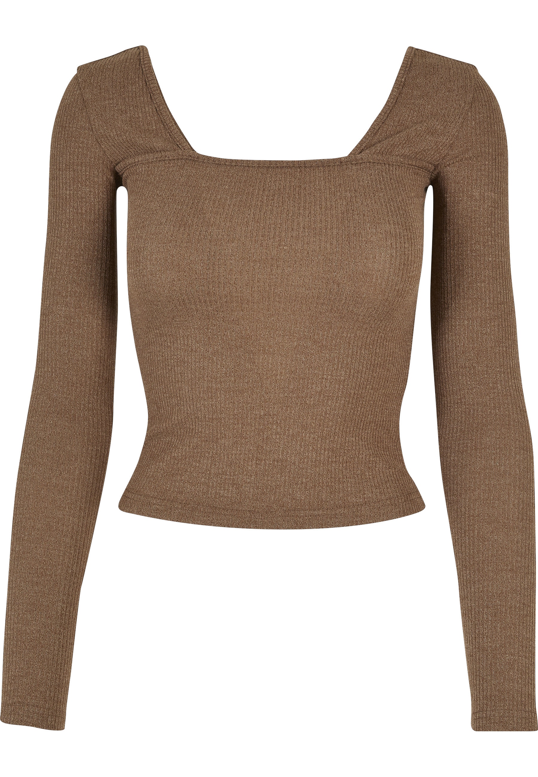 URBAN CLASSICS Langarmshirt "Urban Classics Damen Ladies Rib Squared Neckline Longsleeve" 1 Stk.