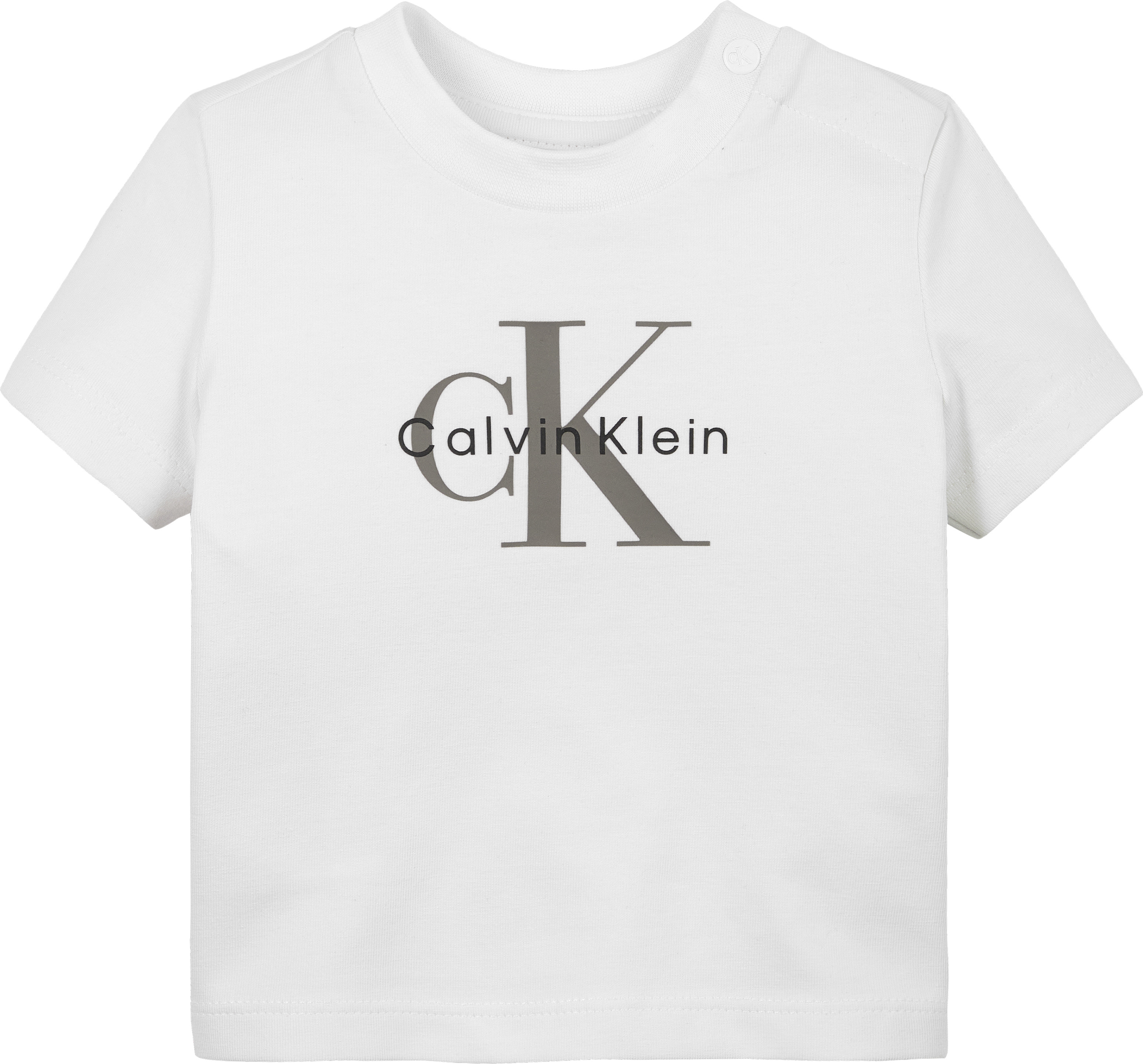 Mädchen T-Shirt "MONOGRAM SS T-SHIRT", CALVIN KLEIN JEANS, Gr. 62hellweiß, Jersey, Obermaterial: 93% Baumwolle, 7% Elasthan, unifarben, Shirts, für