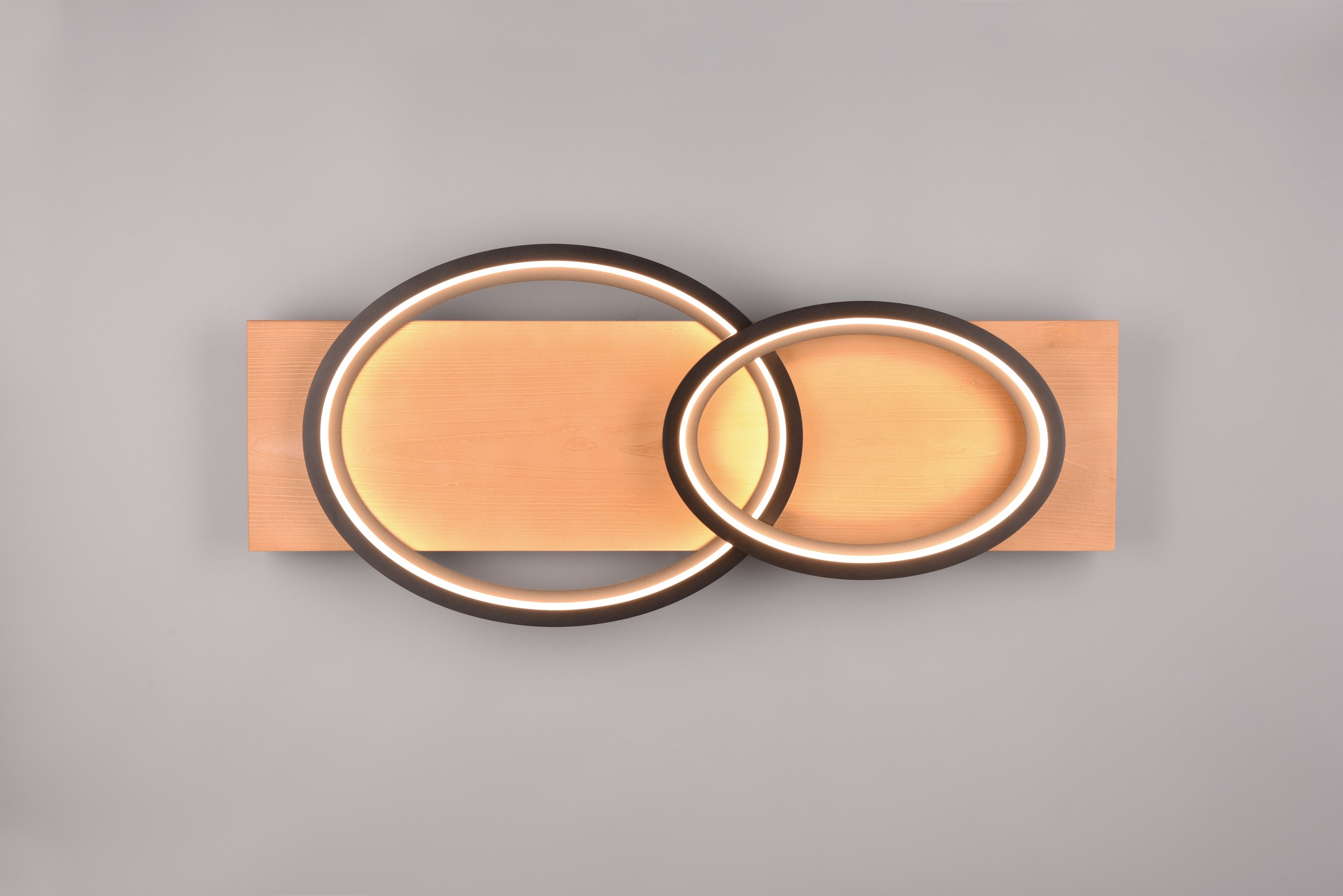 TRIO Leuchten LED Deckenleuchte »BARCA, dimmbare Deckenlampe aus Holz & Metall mit indirektem Licht«, 1 flammig, Leuchtmittel LED-Board | LED fest integriert, LED warmweiß & 3500 Lumen, für Wand- und Deckenmontage, 3 Dimmstufen