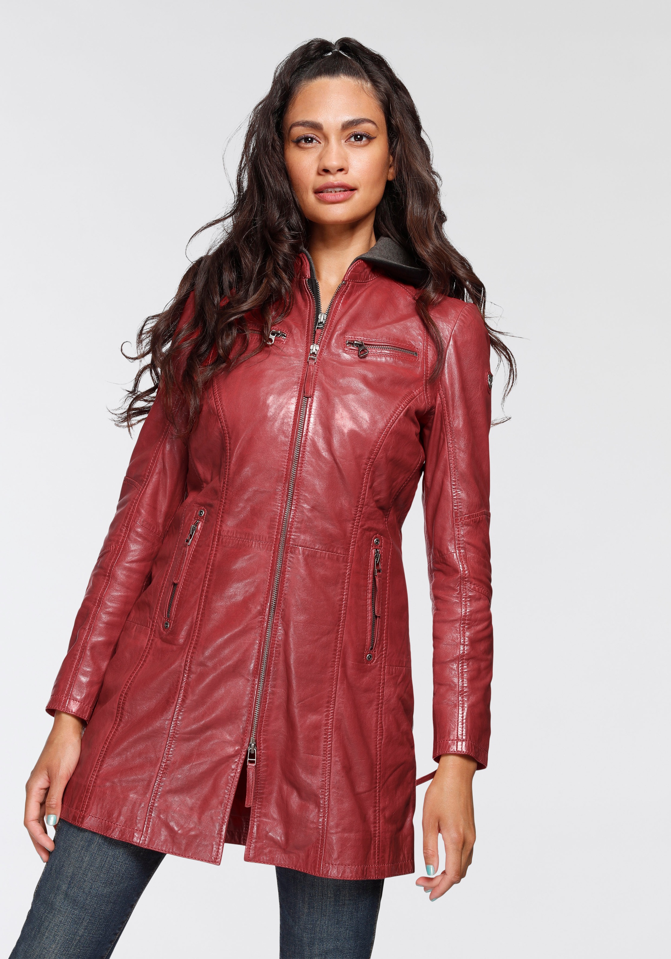 Mauritius Ledermantel "Bente", 2-in-1-Lederjacke mit abnehmbarem Kapuzen-In günstig online kaufen