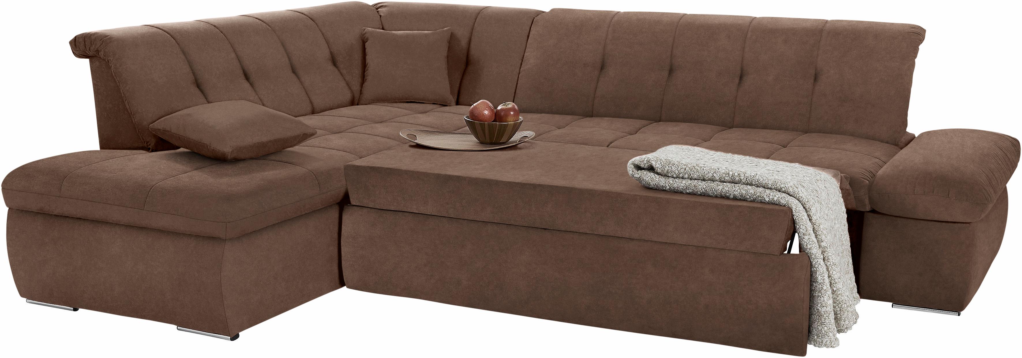 Thumbnail - DOMO collection Ecksofa "NMoric incl. Zierkissen B/T/H: 273/216/80 cm L-Form", Ottomanen-Abschluss, wahlweise mit Bettfu...