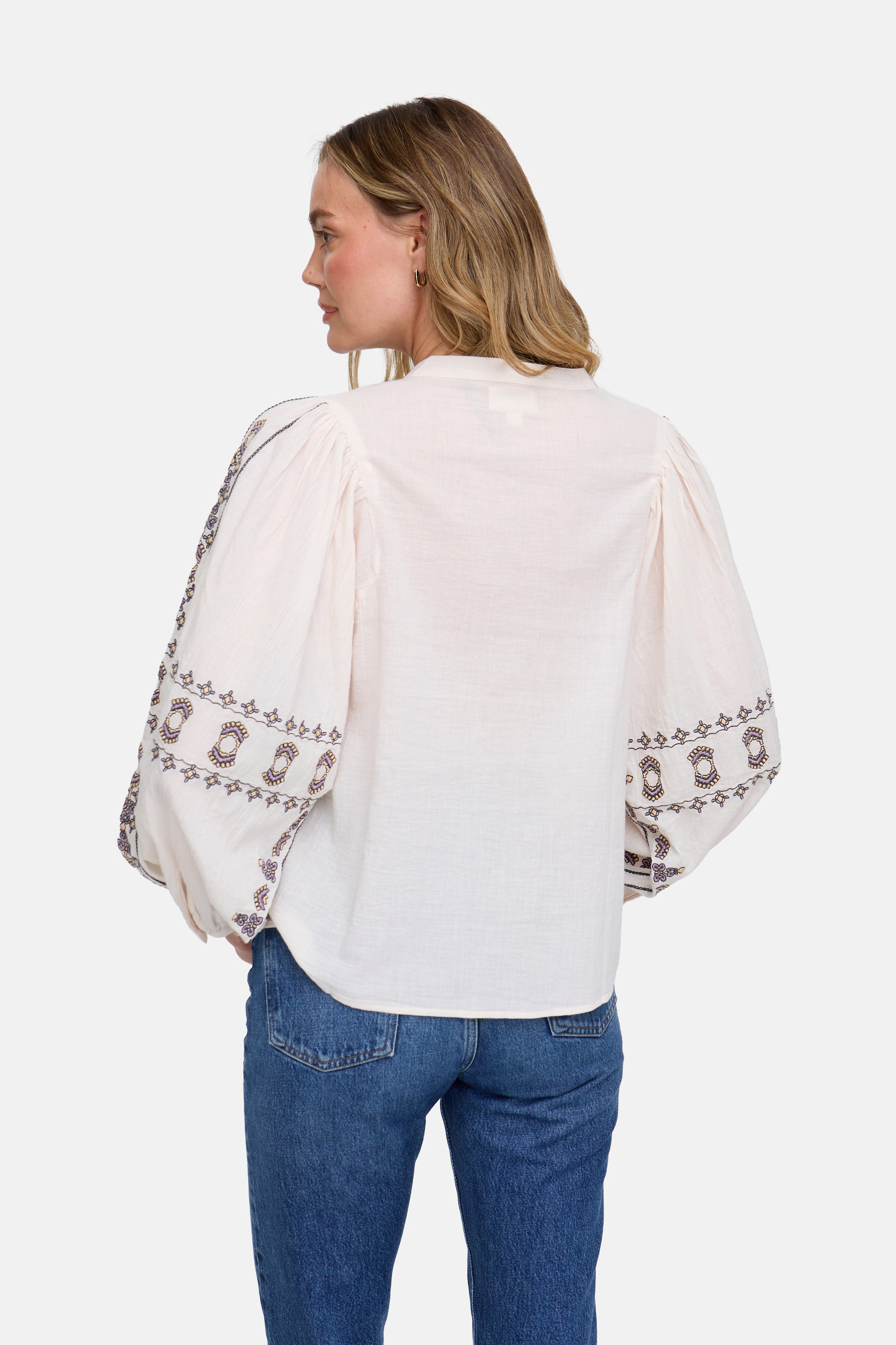 RAFFYA Hemdbluse »Demi Embroidered Ballon Sleeve Shirt Damen«