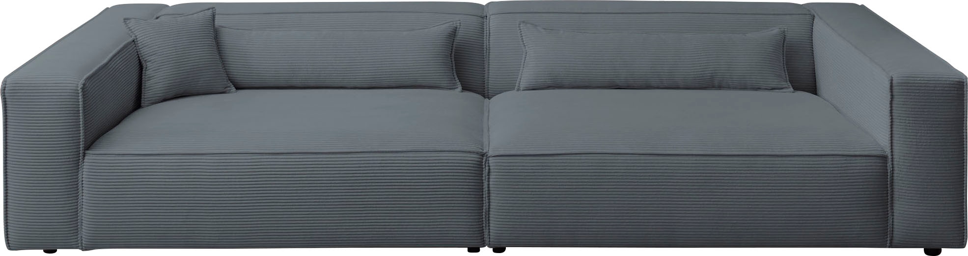 LeGer Home by Lena Gercke 3-Sitzer »PIARA, XXL Sofa mit Kedernaht, Big-Sofa in Cord oder Leinenoptik«, schwarze Füße, bequemer Sitzkomfort, extra tiefe Sitzfläche
