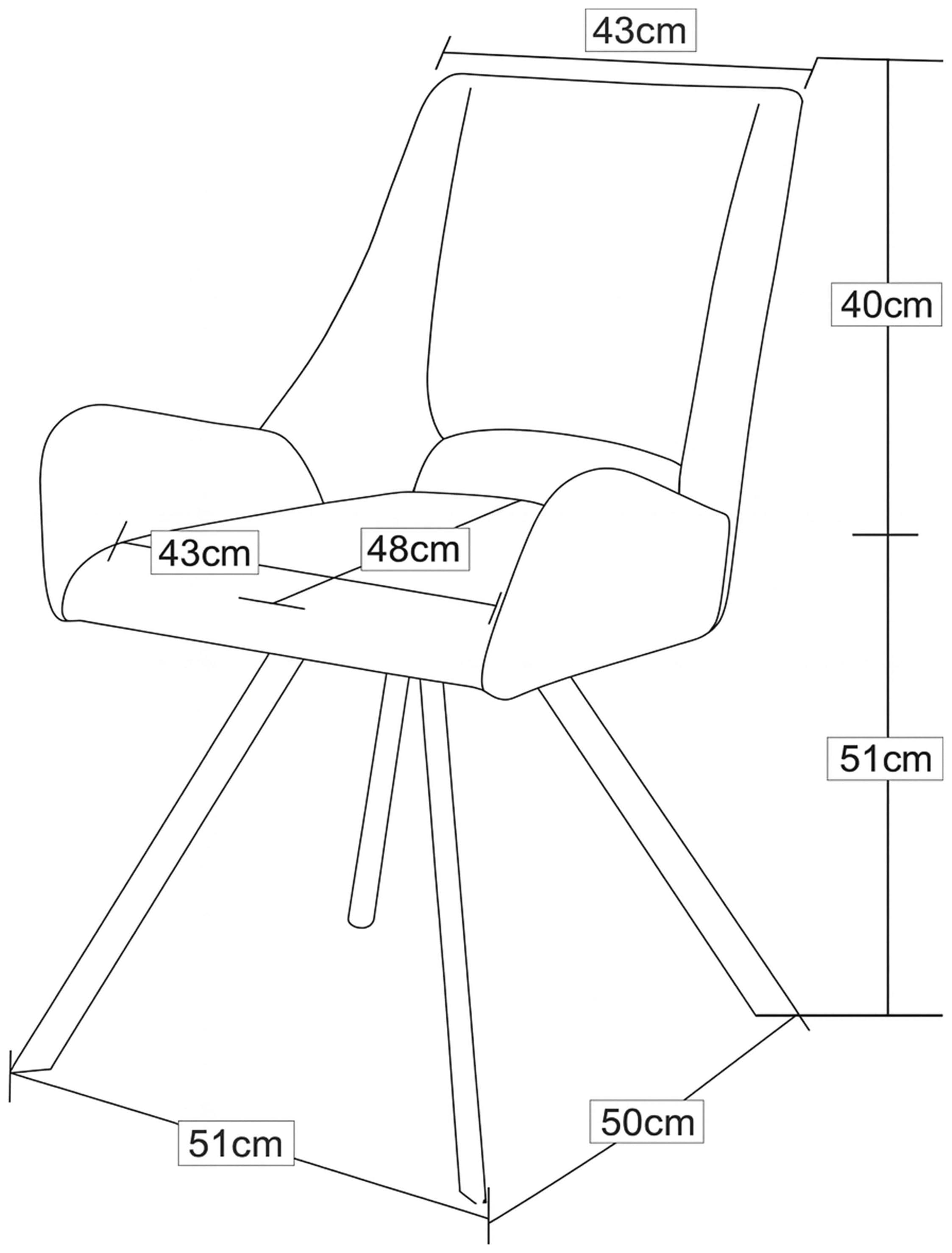 Home affaire Esszimmerstuhl »AIRDRIE, 2er Set, mit Metallgestell in matt schwarz« (Set) 2 Stk.in verschiedenen Farben, Belsatbarkeit pro Stuhl 120 kg, mit Griffloch