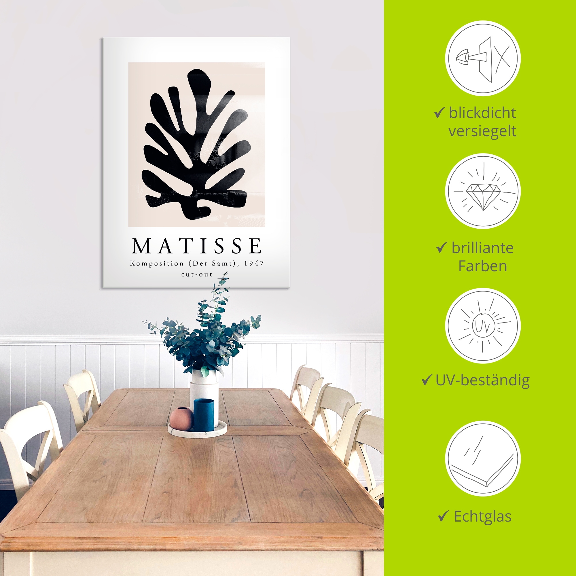Artland Glasbild »Matisse Komposition - cut-out schwarz« Muster 1 Stk. tlg. in verschiedenen Größen