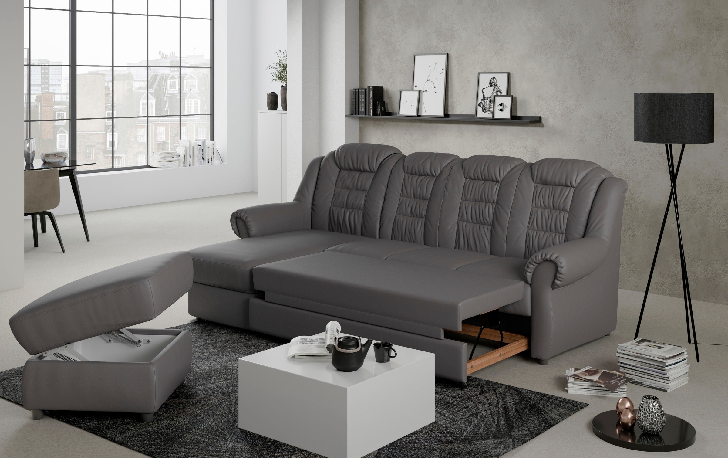 Home affaire Ecksofa "Boston L-Form", mit hoher Rückenlehne, wahlweise mit günstig online kaufen