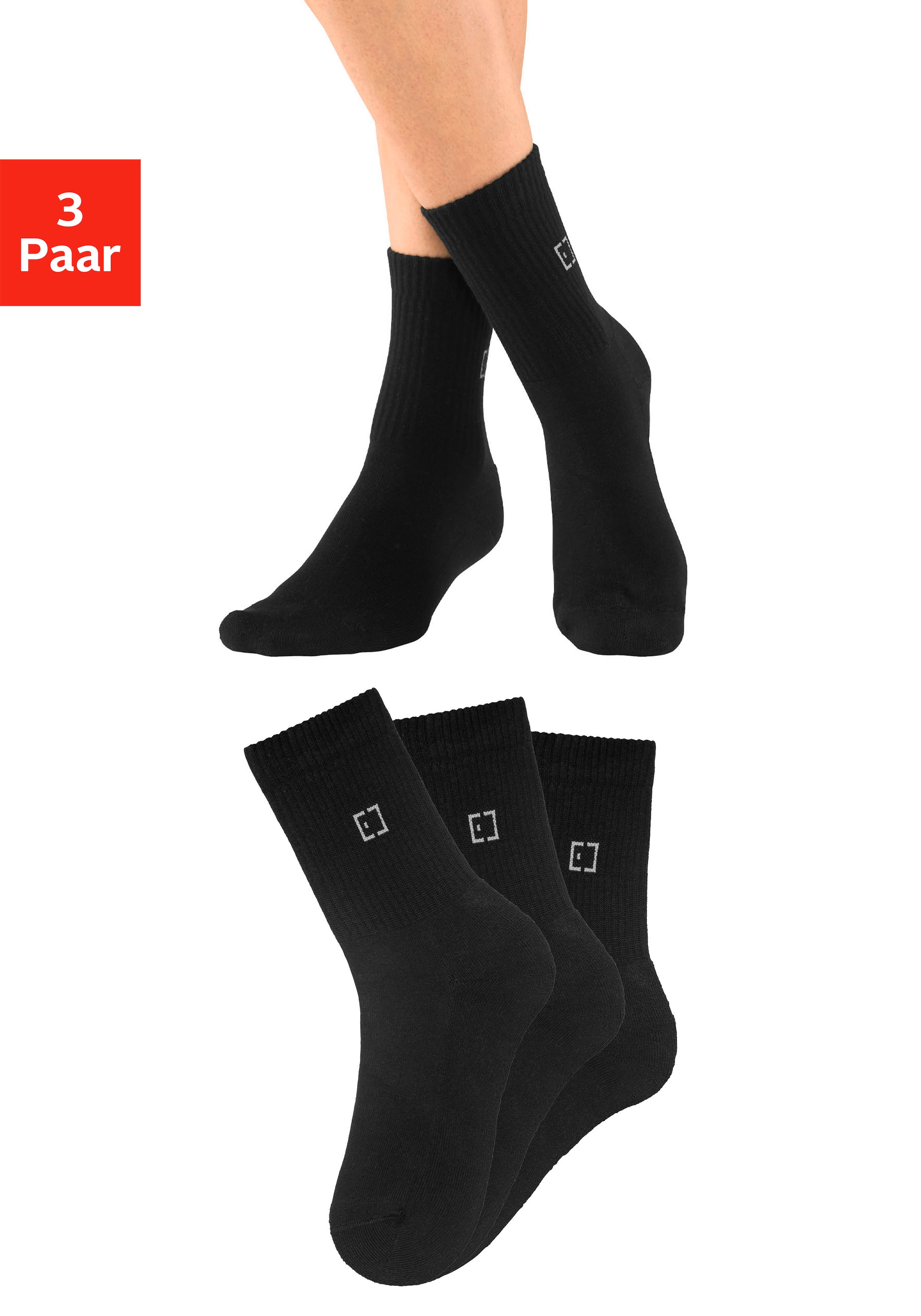 Elbsand Socken Packung, 3 Stk. tlg. mit Frottee und eingestricktem Markenlo günstig online kaufen