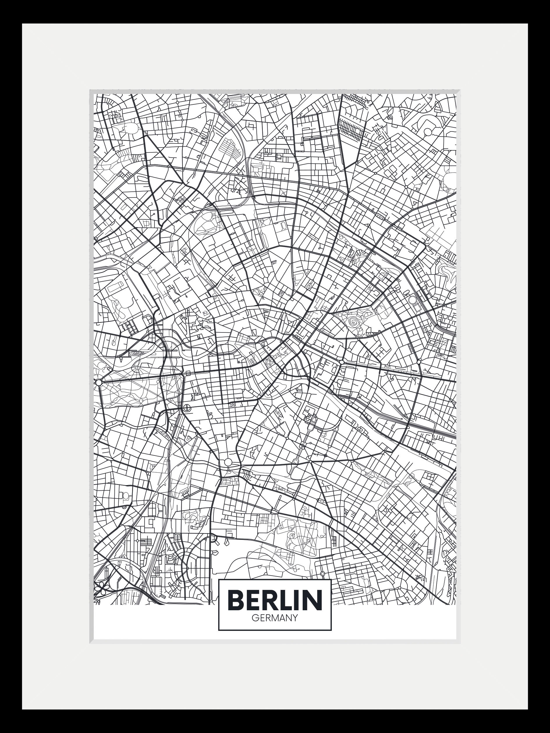 queence Bild "Berlin Stadtkarte", Städte-Stadt-Deutschland-Berlin-Schwarz-W günstig online kaufen