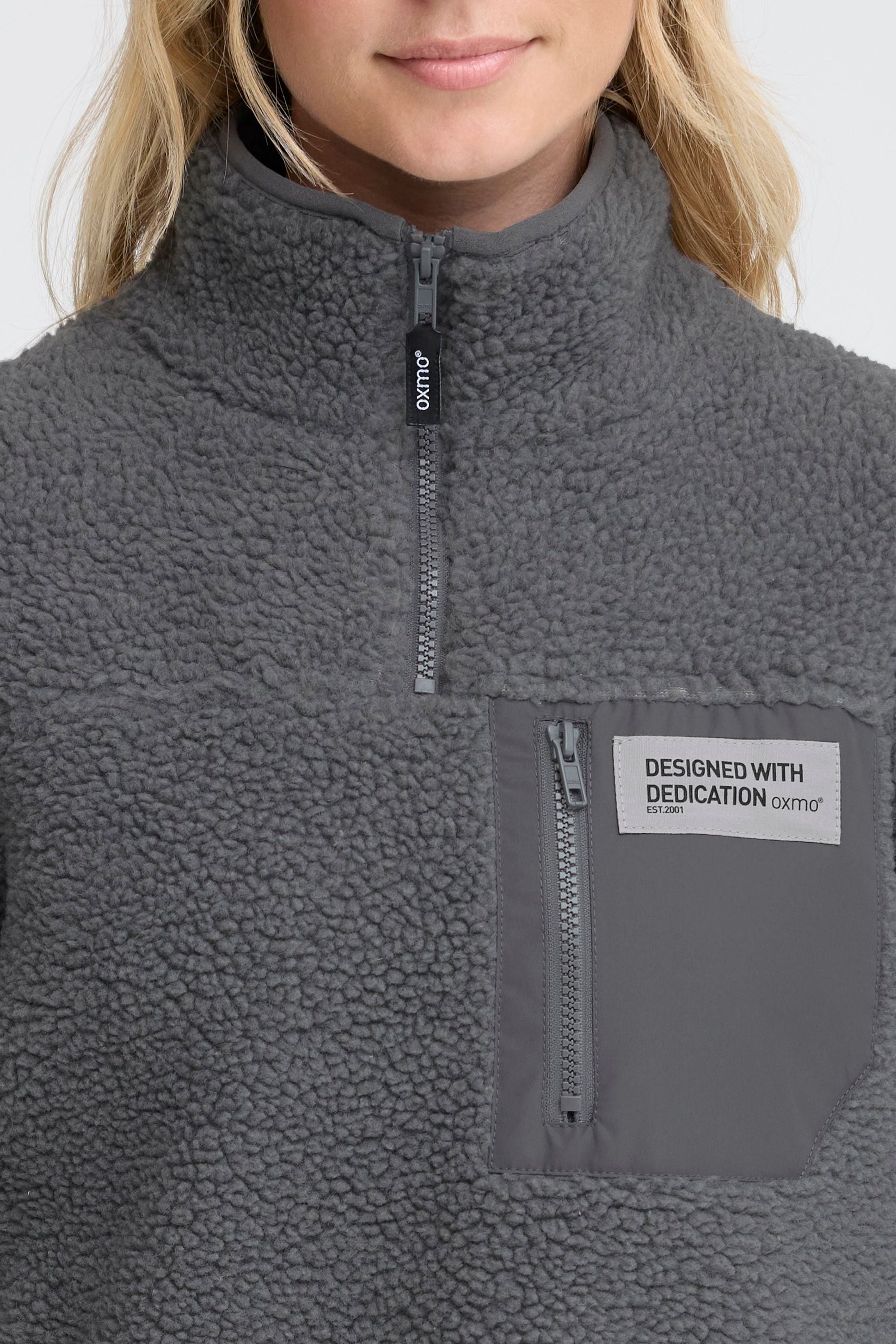 OXMO Plüschjacke »Plüschjacke OXABBY HALFZIP«