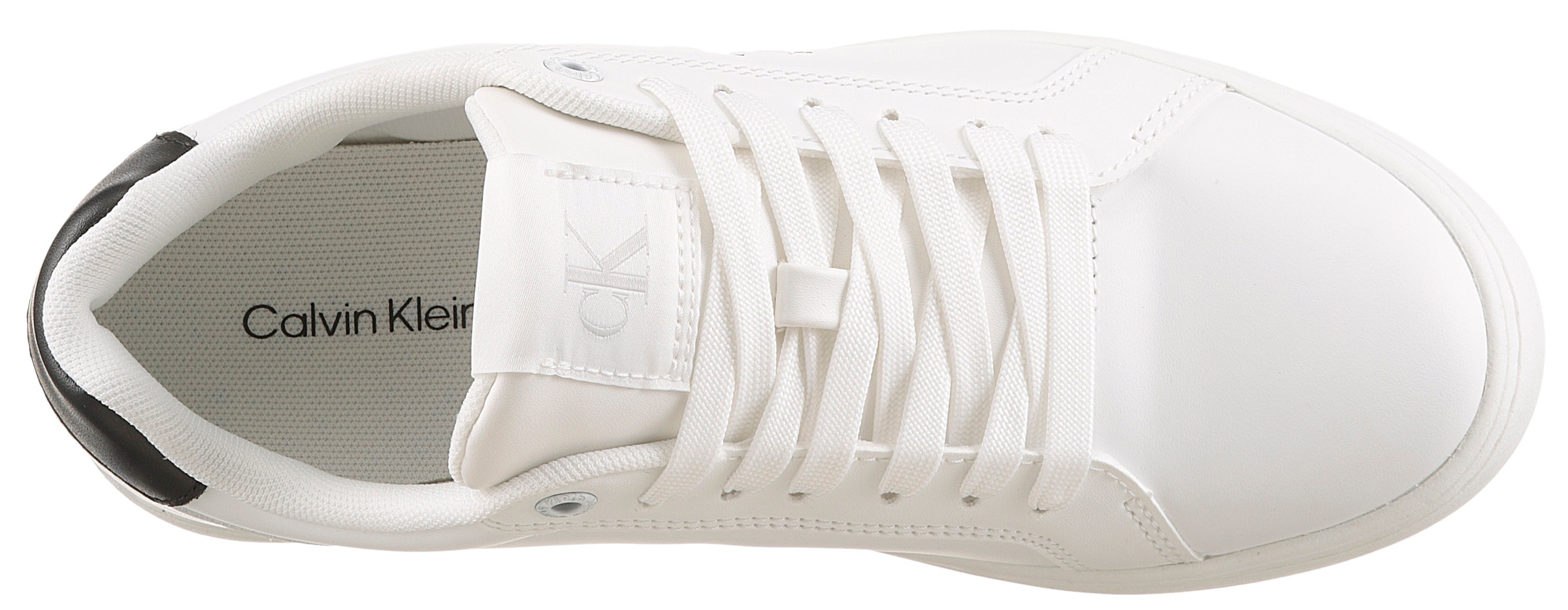 Calvin Klein Jeans Plateausneaker »CLASSIC CUPSOLE MONO LTH WN«, Schnürschuh, Halbschuh, Freizeitschuh mit seitlichem Logo