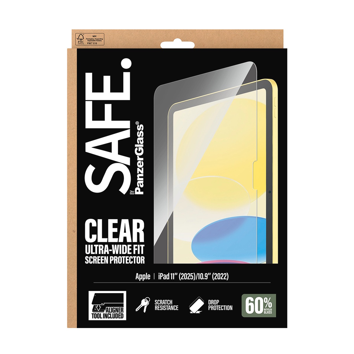 SAFE by PanzerGlass Displayschutzglas »Ultra-Wide Fit Screen Protector« für Apple iPad 11" (11. Gen) Displayschutzfolie, Schutzfolie, Bildschirmschutz, kratz- & stoßfest