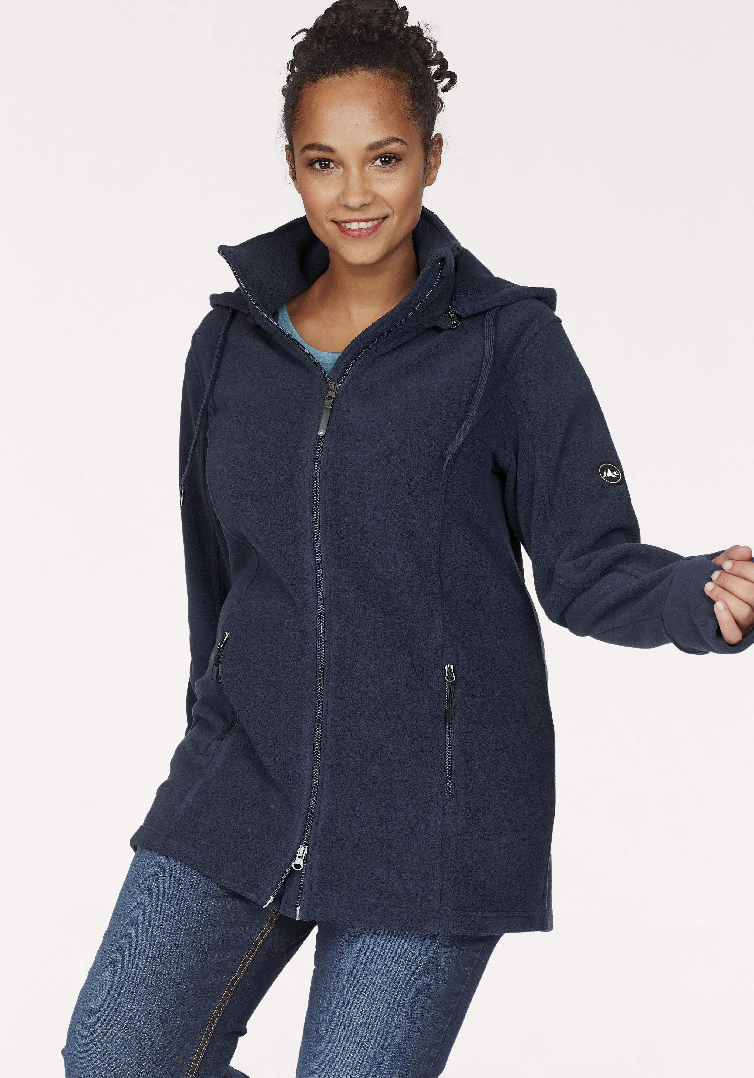 Polarino Fleecejacke "Große Größen" mit Kapuze für kalte Tage, aus Fleece, sportlicher Stil, atmungsaktiv